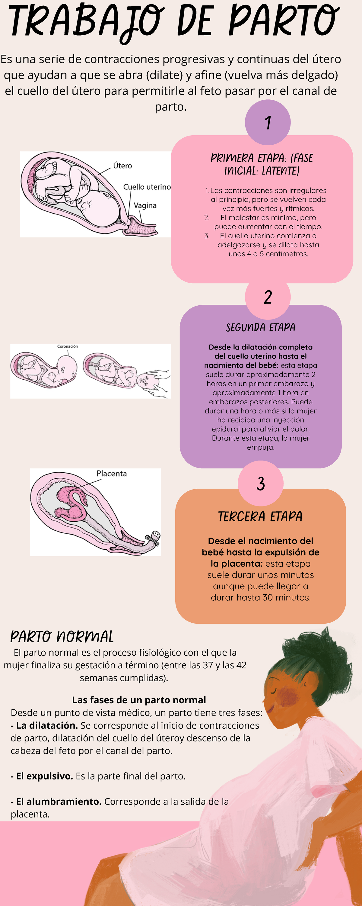 Infografía Preparación Parto Embarazo Femenino Rosa - PRIMERA ETAPA ...