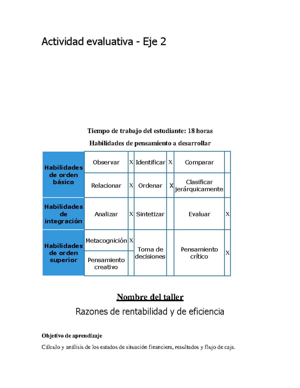 Eje 2 AcostosE-4 - Actividad evaluativa - Eje 2 Tiempo de trabajo del ...
