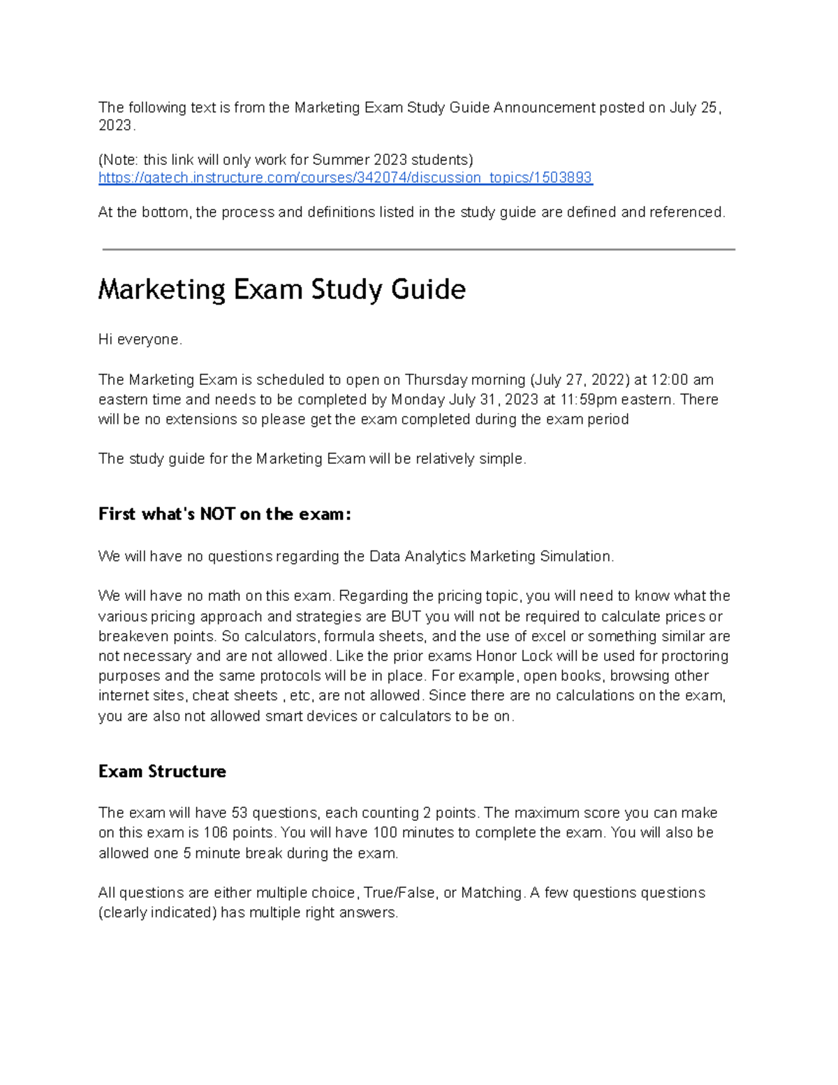 Marketing Exam Study Guide - (Note: This Link Will Only Work For Summer ...