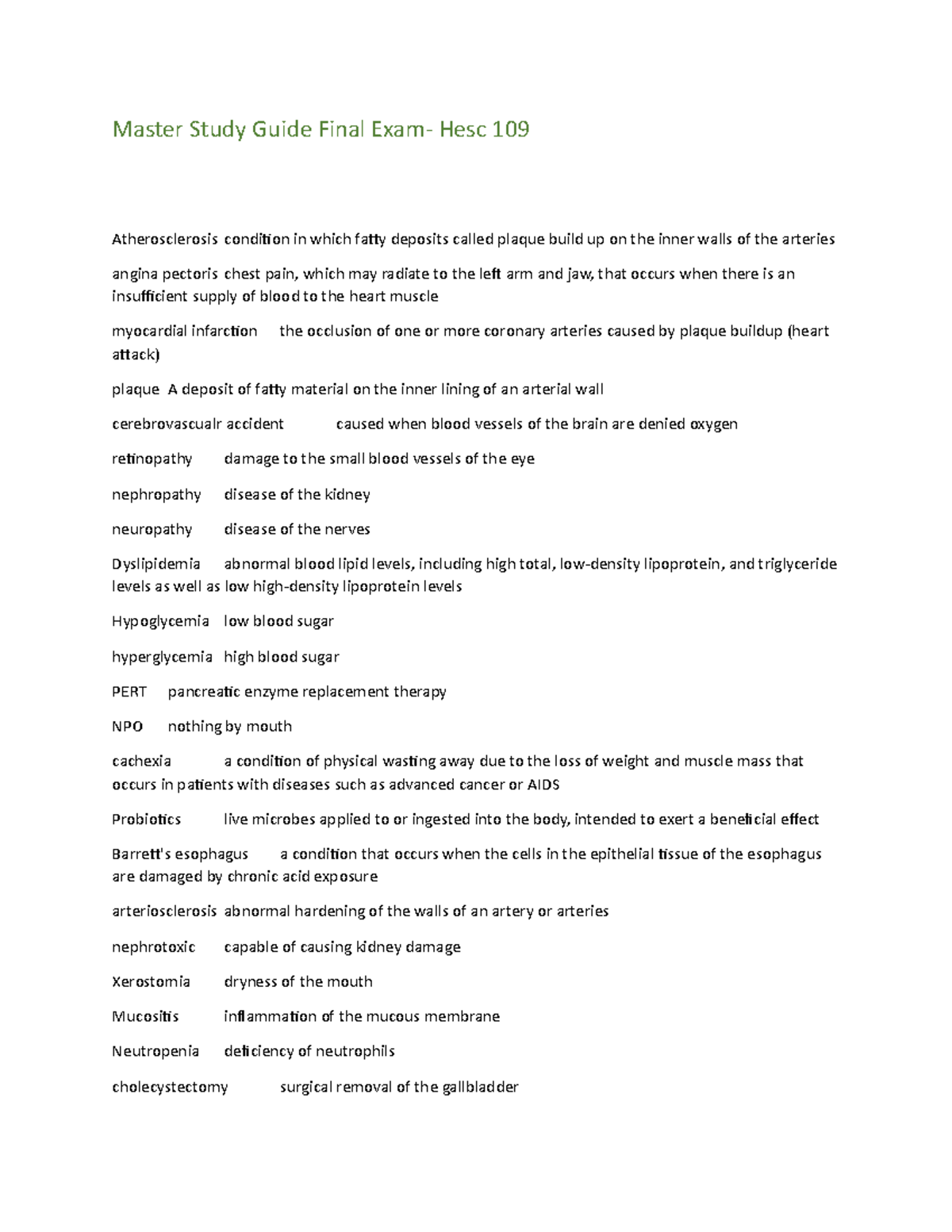 Master Study Guide Final Exam-Hesc 109 - Master Study Guide Final Exam ...