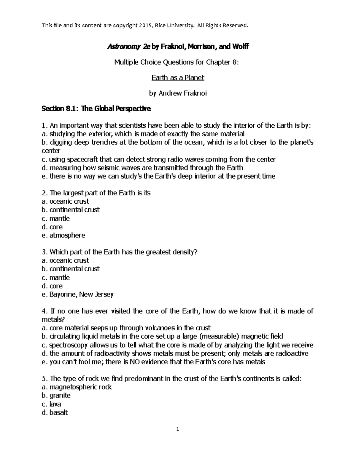 OS Astronomy 2e Test Bank Chapter 08 - Astronomy 2 E By Fraknoi ...