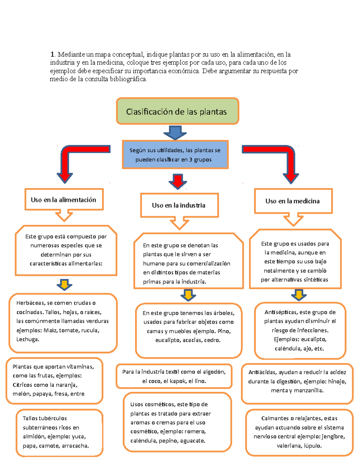 Tarea 2 botanica - nanda - 1. Mediante un mapa conceptual, indique plantas  por su uso en la - Studocu