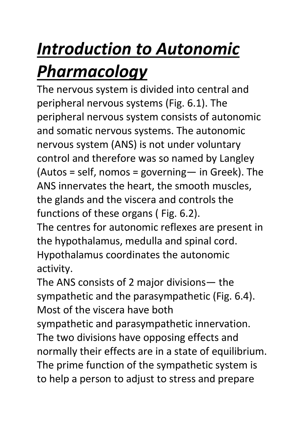 Introduction To Autonomic Pharmacology - Introduction To Autonomic ...