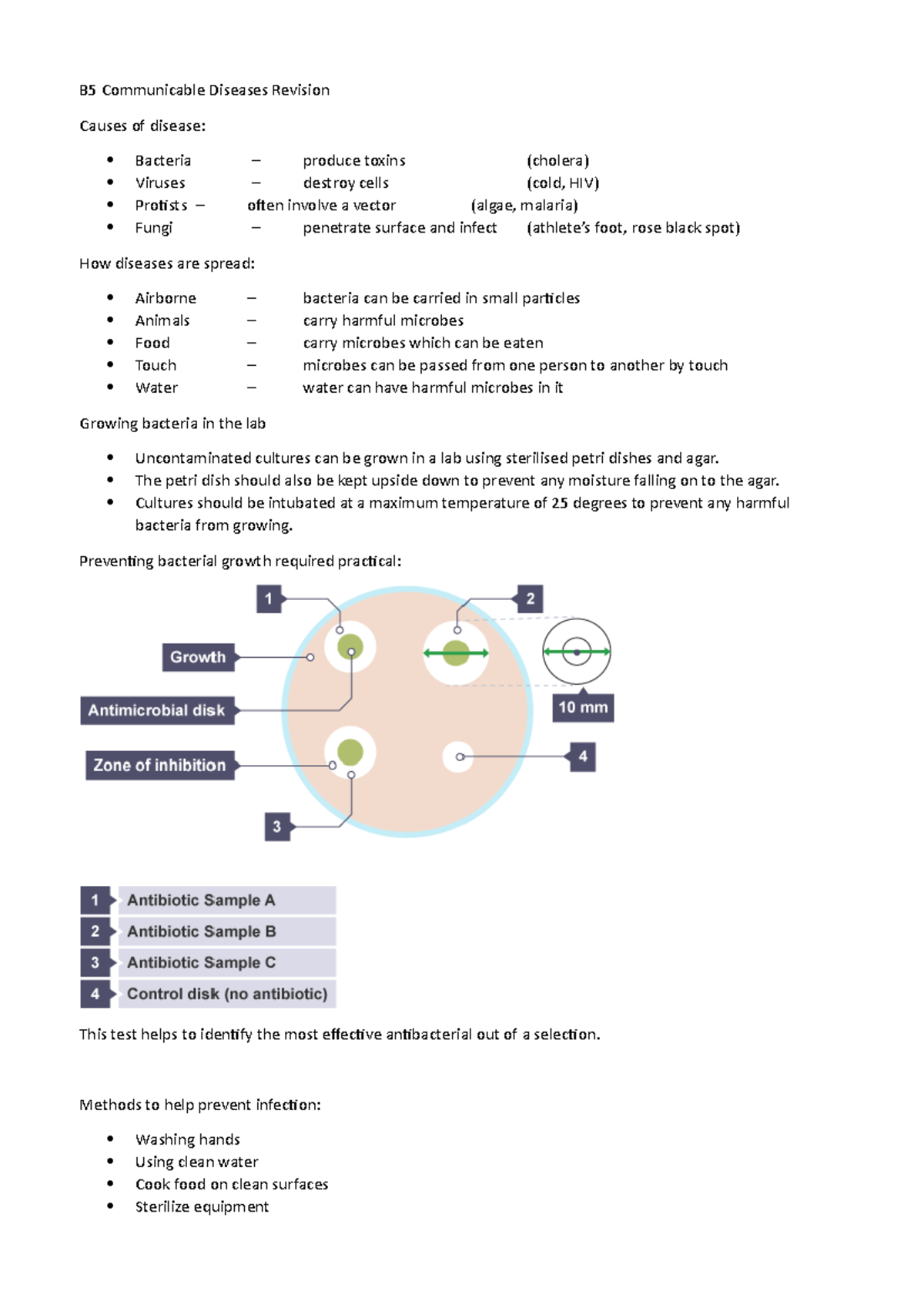 B5 Revision Notes - GCSE Biology - B5 Communicable Diseases Revision ...