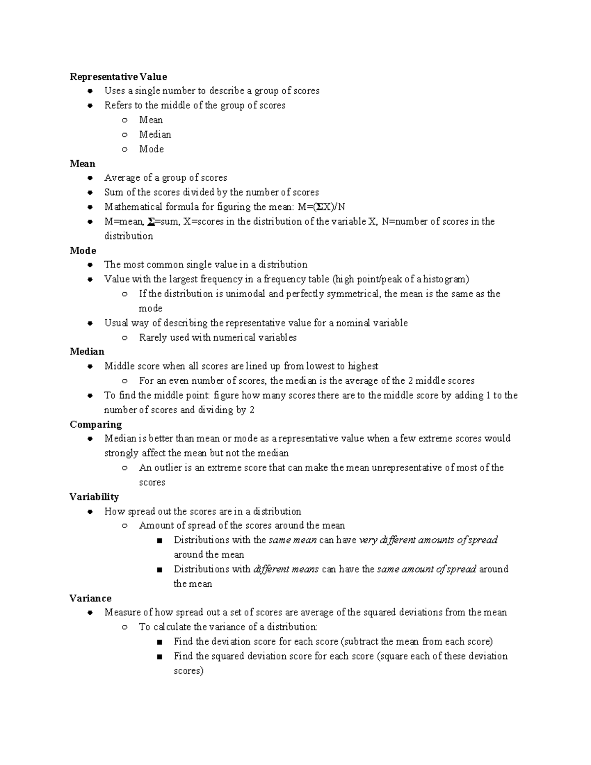Chapter 2 Lecture Notes The Mean, Variance, Standard Deviation, and Z ...