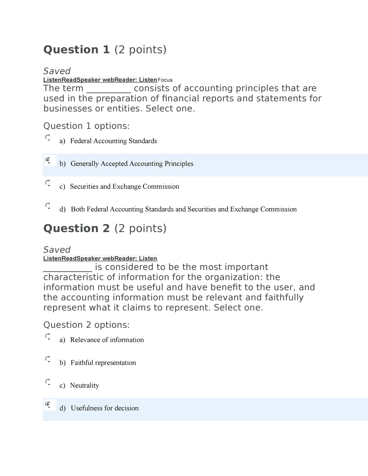 1-3 Module Quiz - QUIZ PREP - Question 1 (2 points) Saved ...