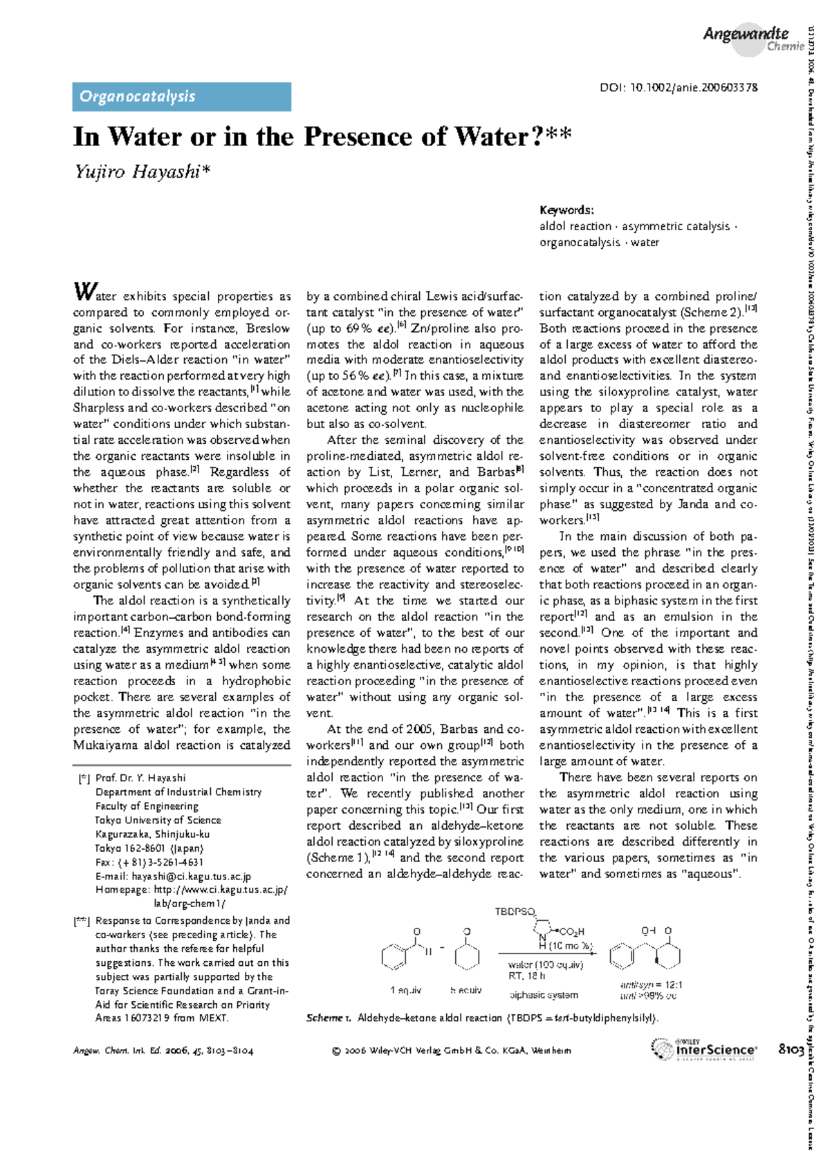 angew-chem-int-ed-2006-hayashi-in-water-or-in-the-presence-of