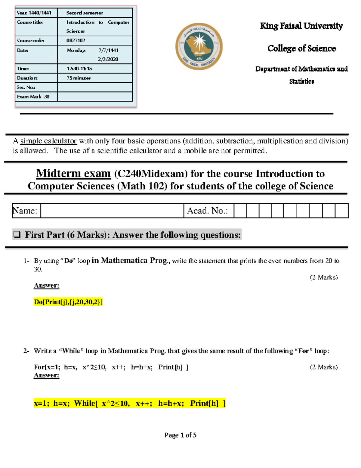 Midterm exam of introduction to computer A simple calculator with