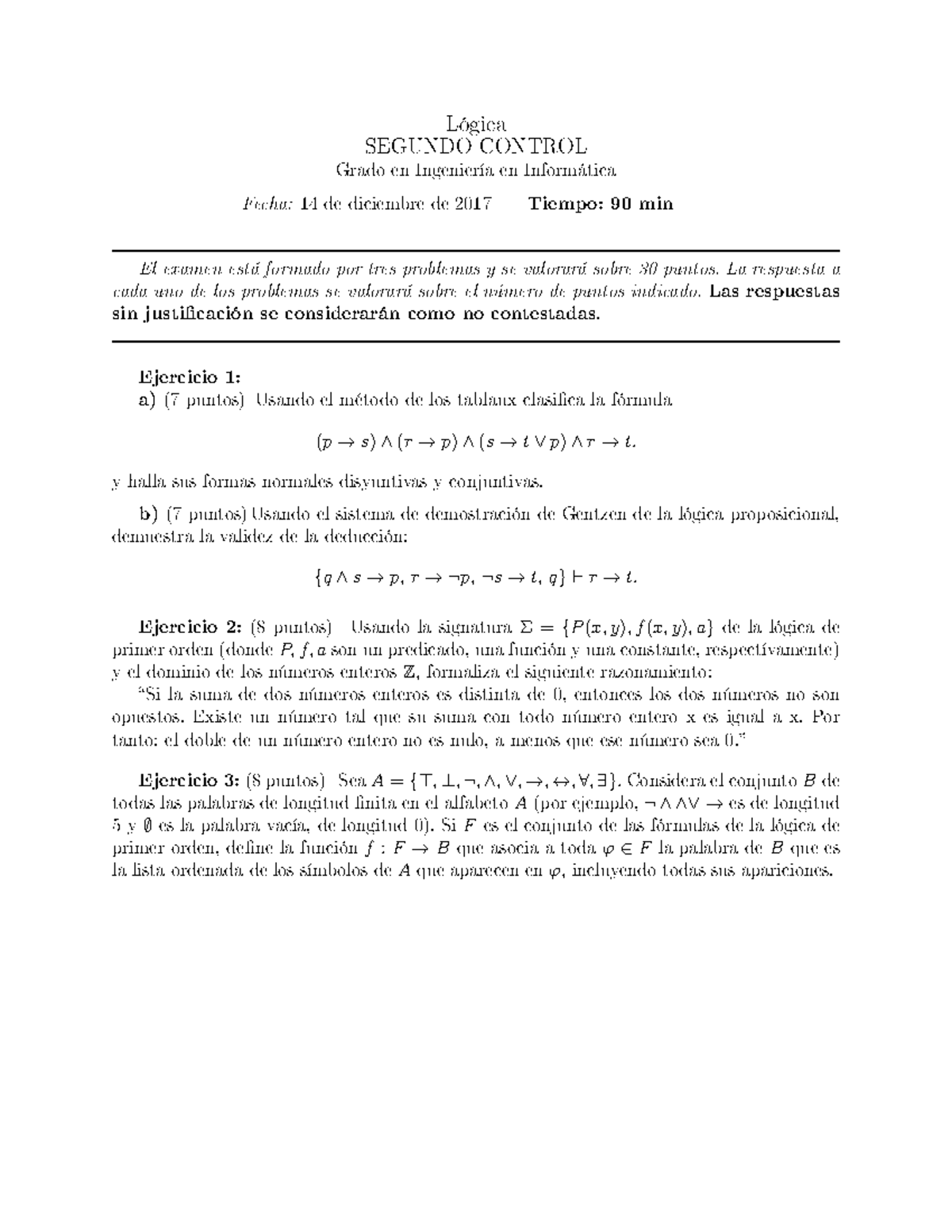 Exparc 21718 Examen Parcial Lógica Lógica Segundo Control Grado En Ingeniería En Informática