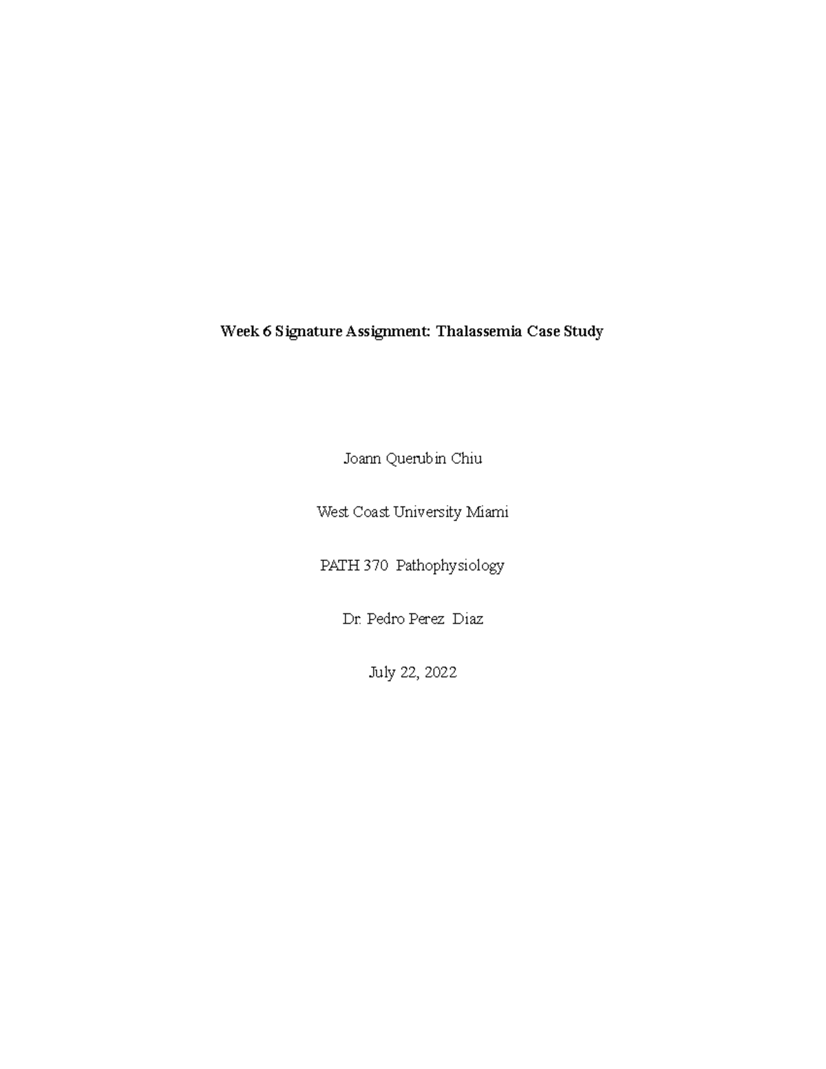 week 6 signature assignment case study