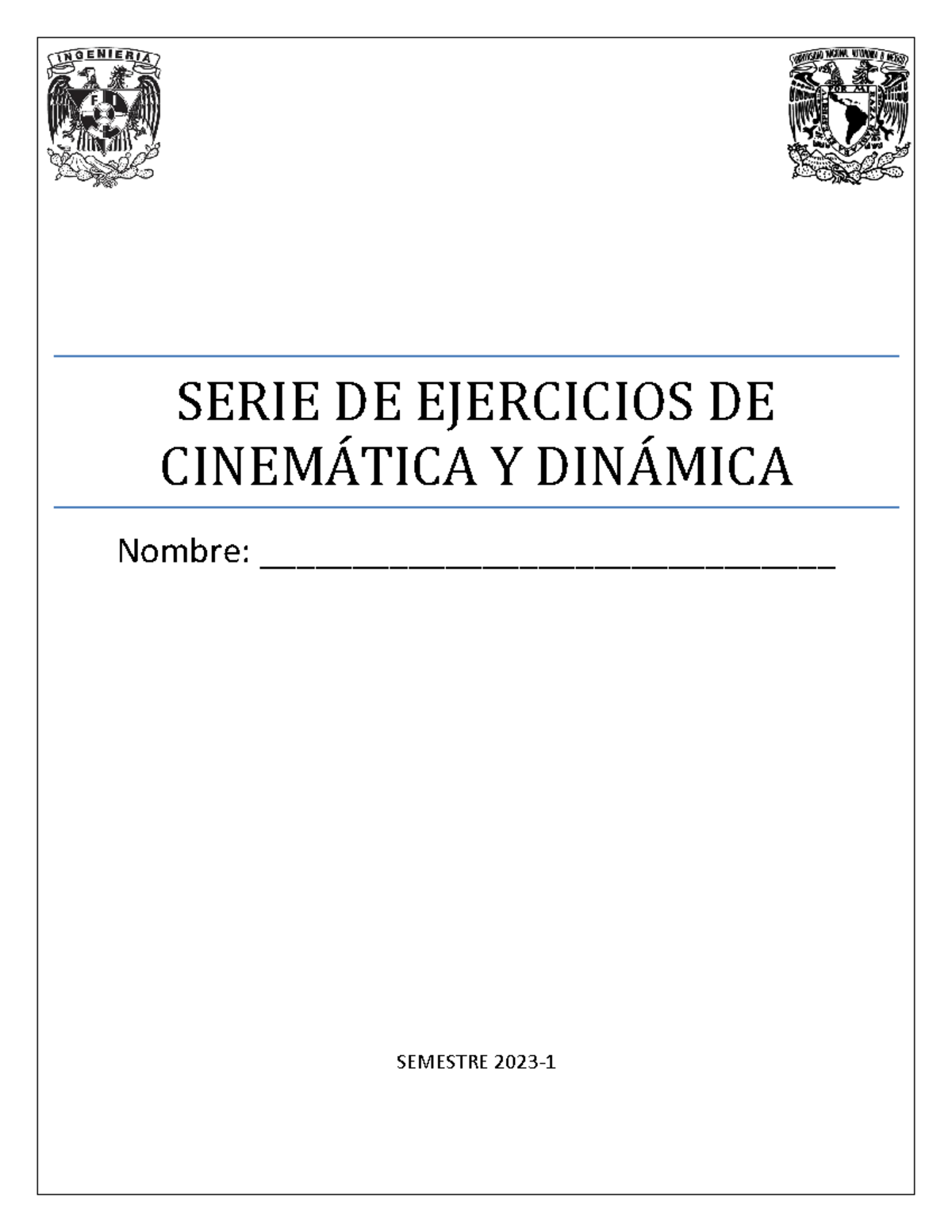 Serie Cy D Ver 4 - Asdf - SERIE DE EJERCICIOS DE CINEM¡TICA Y DIN¡MICA ...