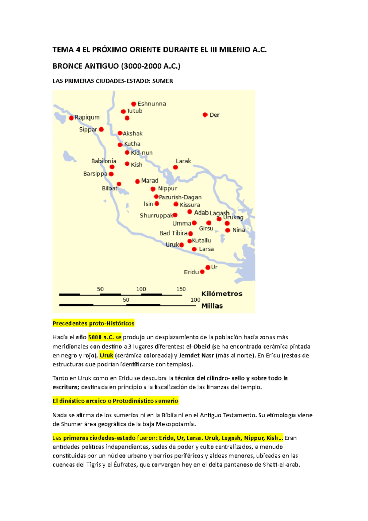 TEMA 4. EL Proximo Oriente Durante EL Tercer Milenio TEMA 4 EL