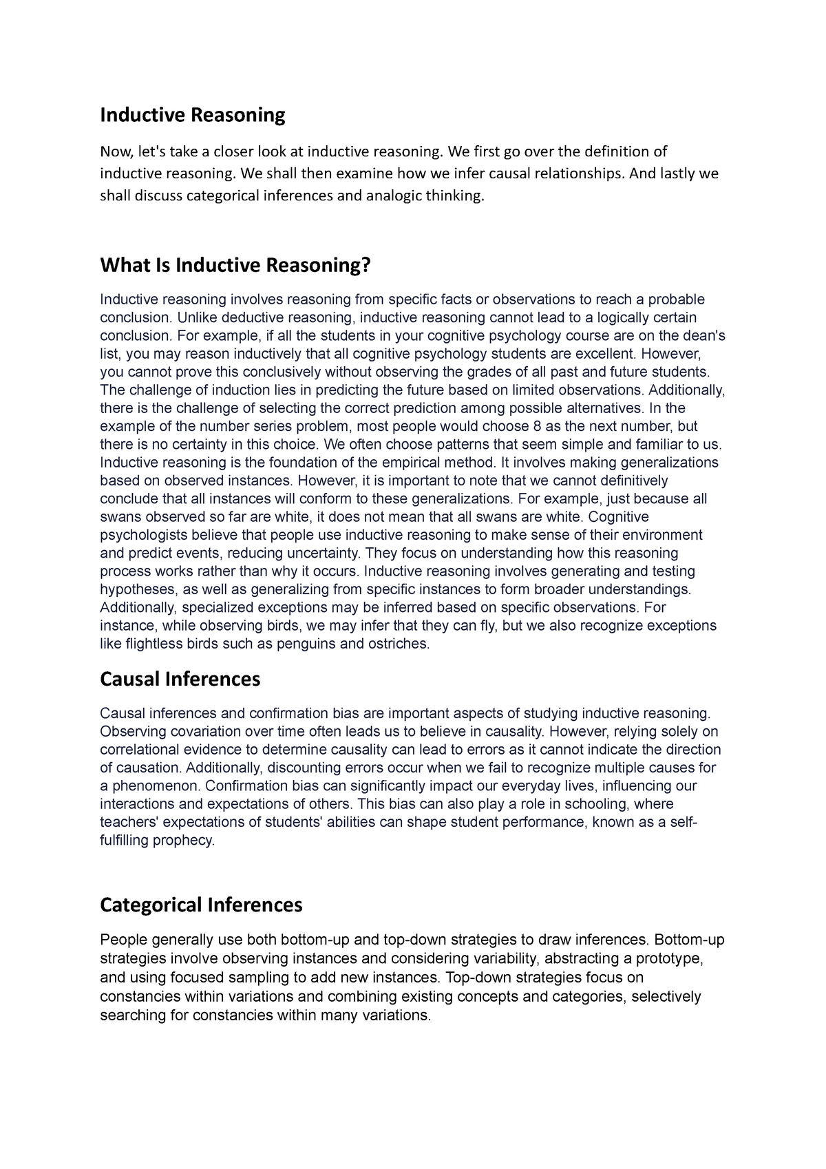 Inductive Reasoning - Inductive Reasoning Now, Let's Take A Closer Look ...