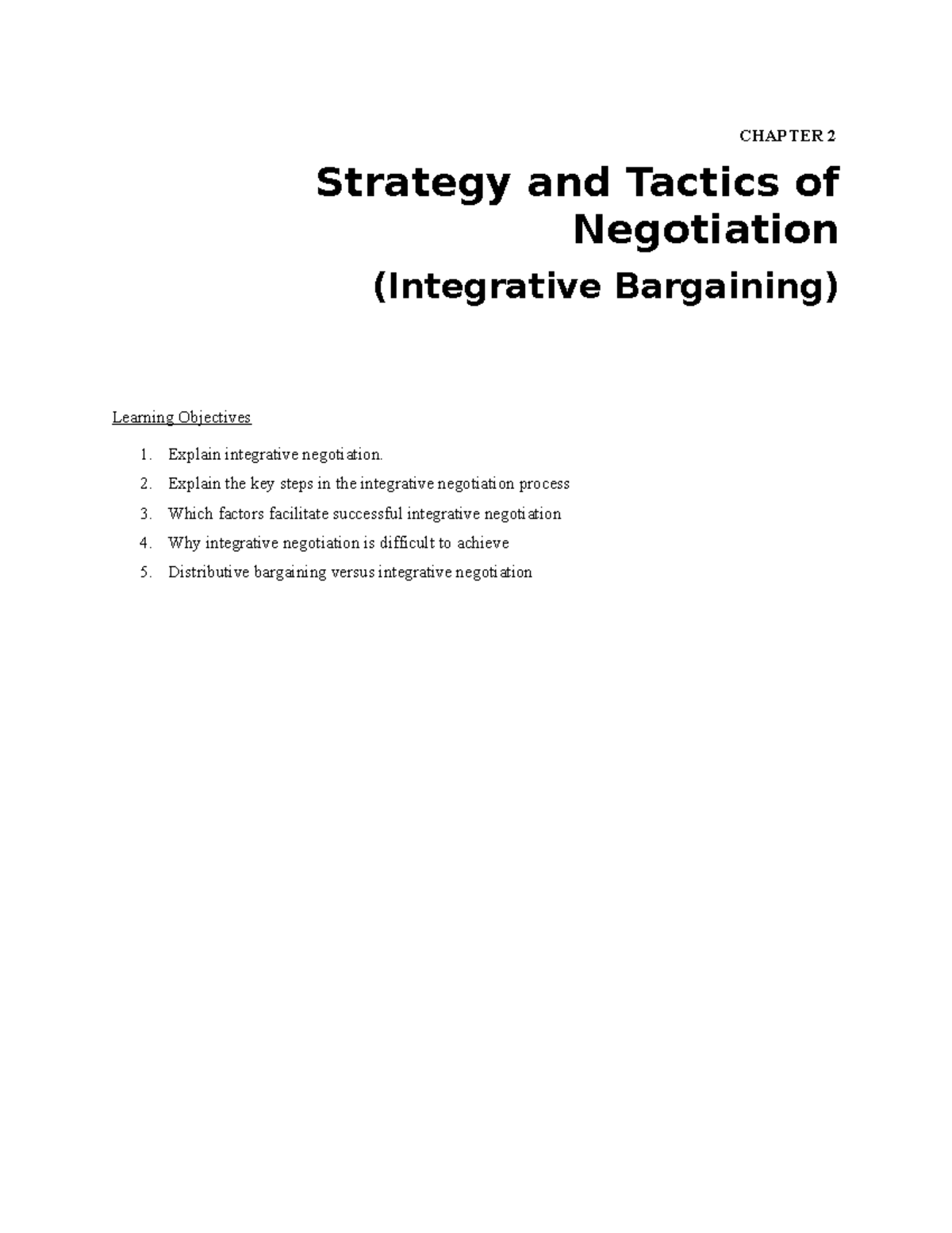 Chapter 2 Negotiation - Lecture notes 2 - Business Communication - DU ...