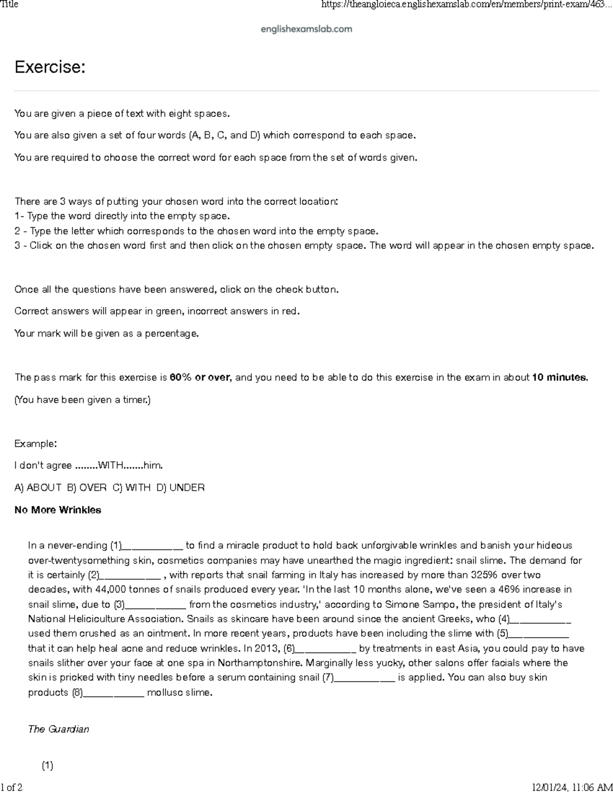 2-Use of English P1 - Exercise: You are given a piece of text with ...