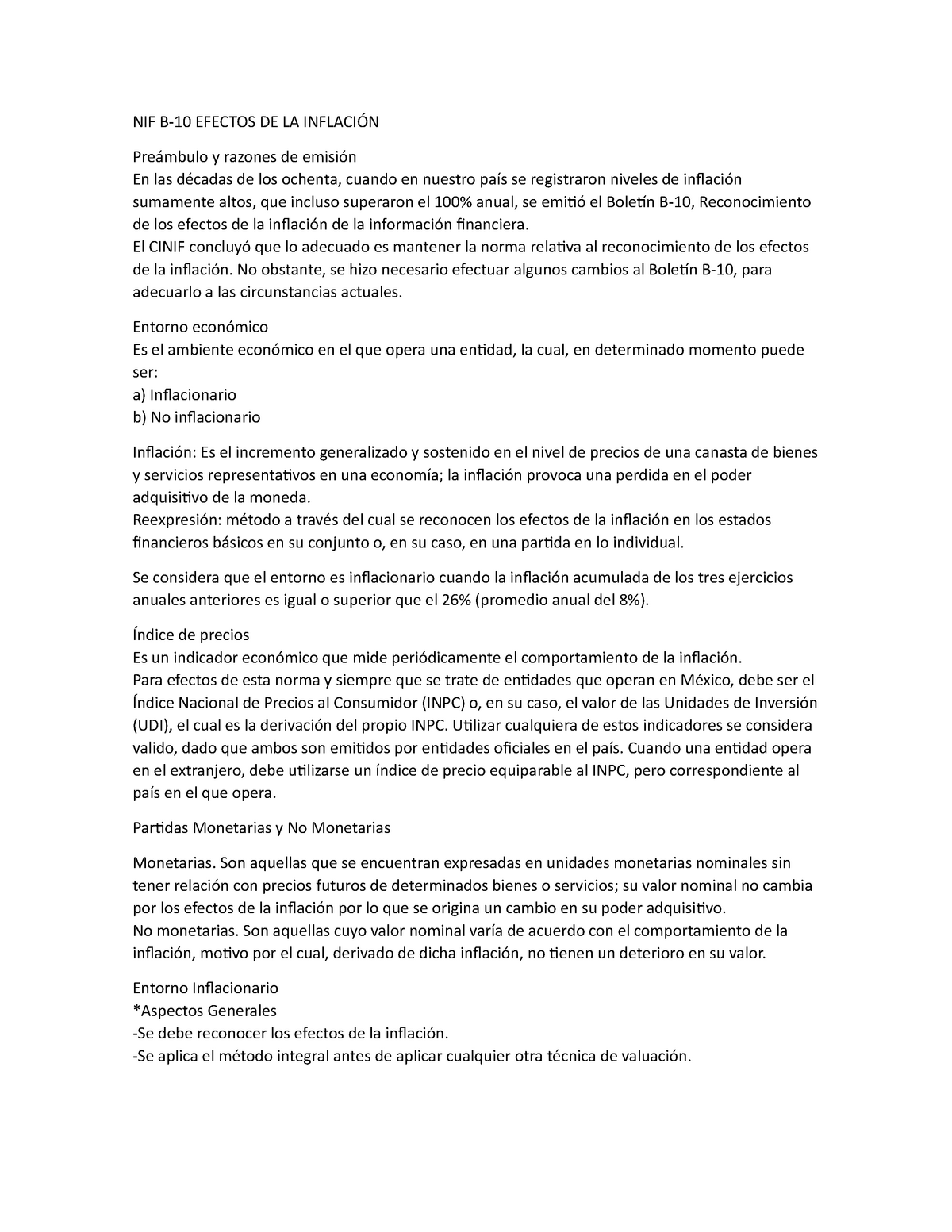 NIF B10 Efectos De La Inflacion - NIF B-10 EFECTOS DE LA INFLACIÓN ...