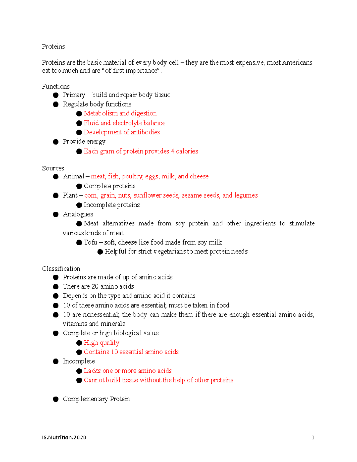 Proteins - Proteins Proteins are the basic material of every body cell ...