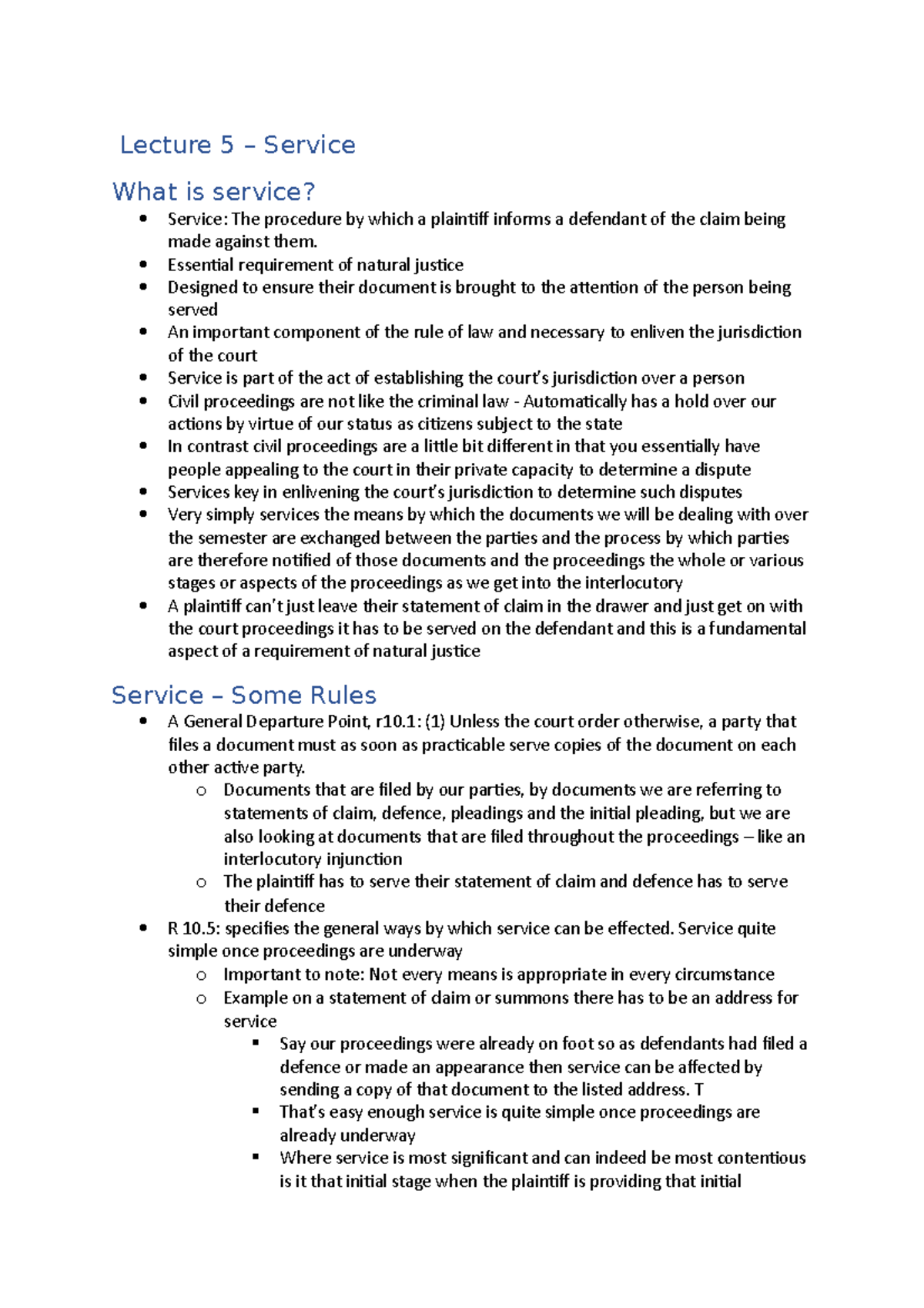 Lecture 5 - Lecture 5 – Service What is service? Service: The procedure ...