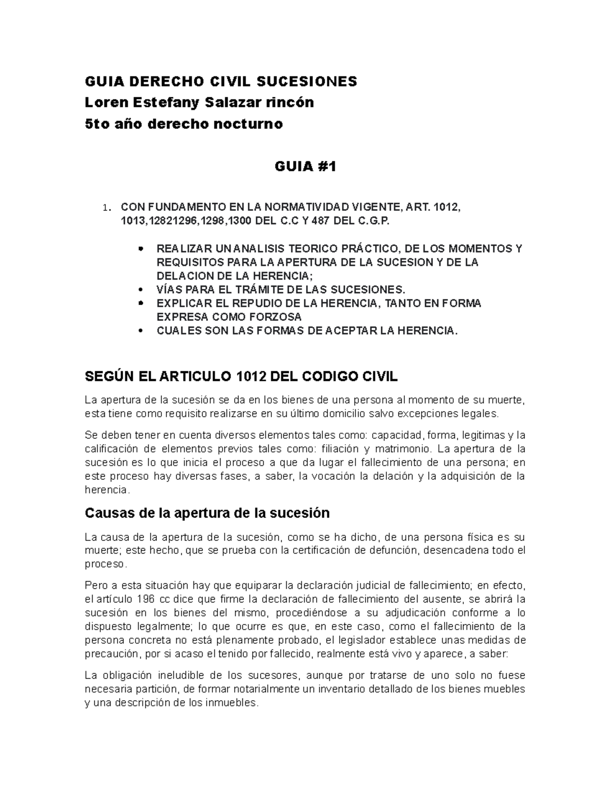 1GUIA Derecho Civil Sucesiones - GUIA DERECHO CIVIL SUCESIONES Loren ...