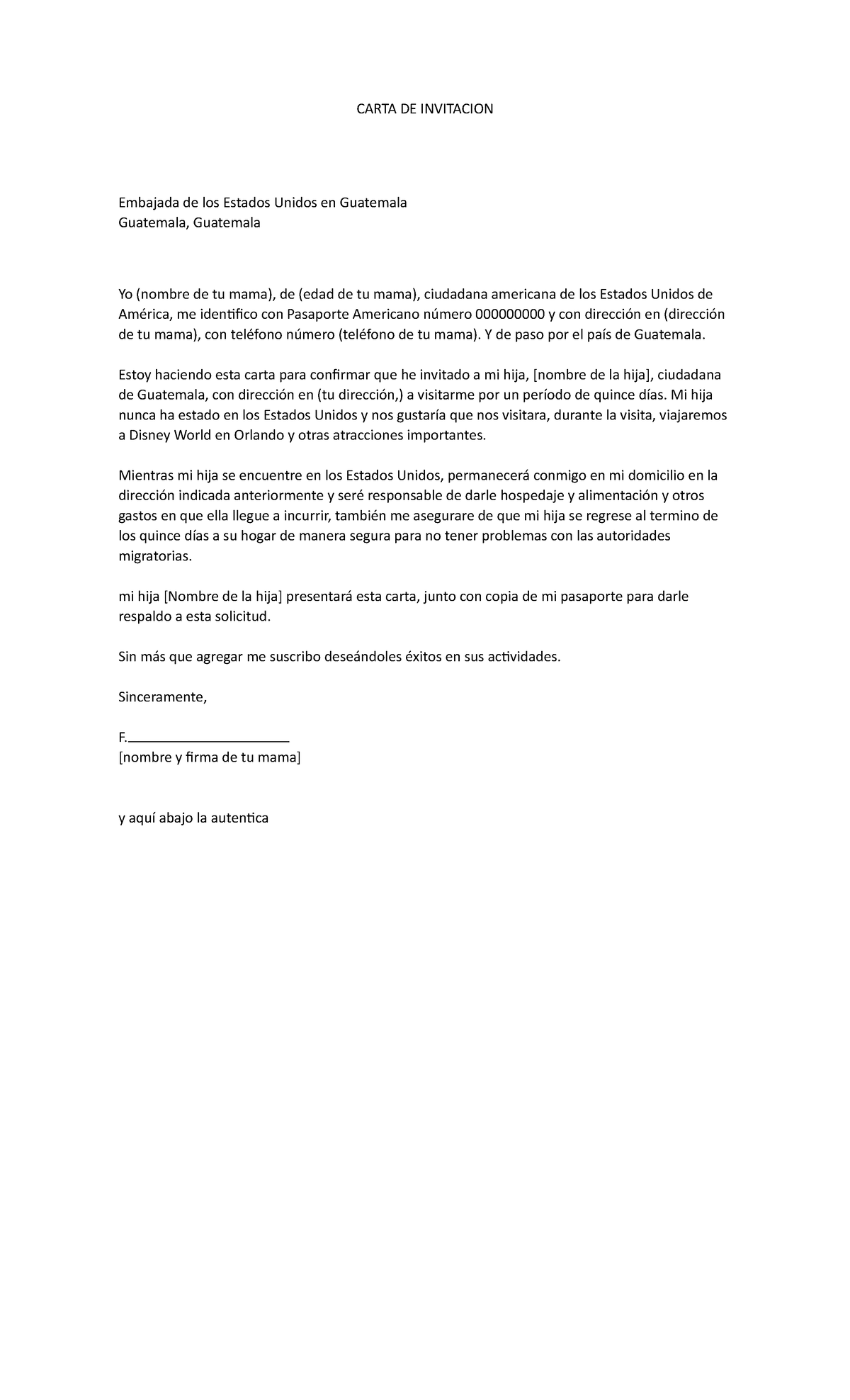 Modelo Carta De Invitacion Embajada Estados Unidos Modelo De Informe 7114