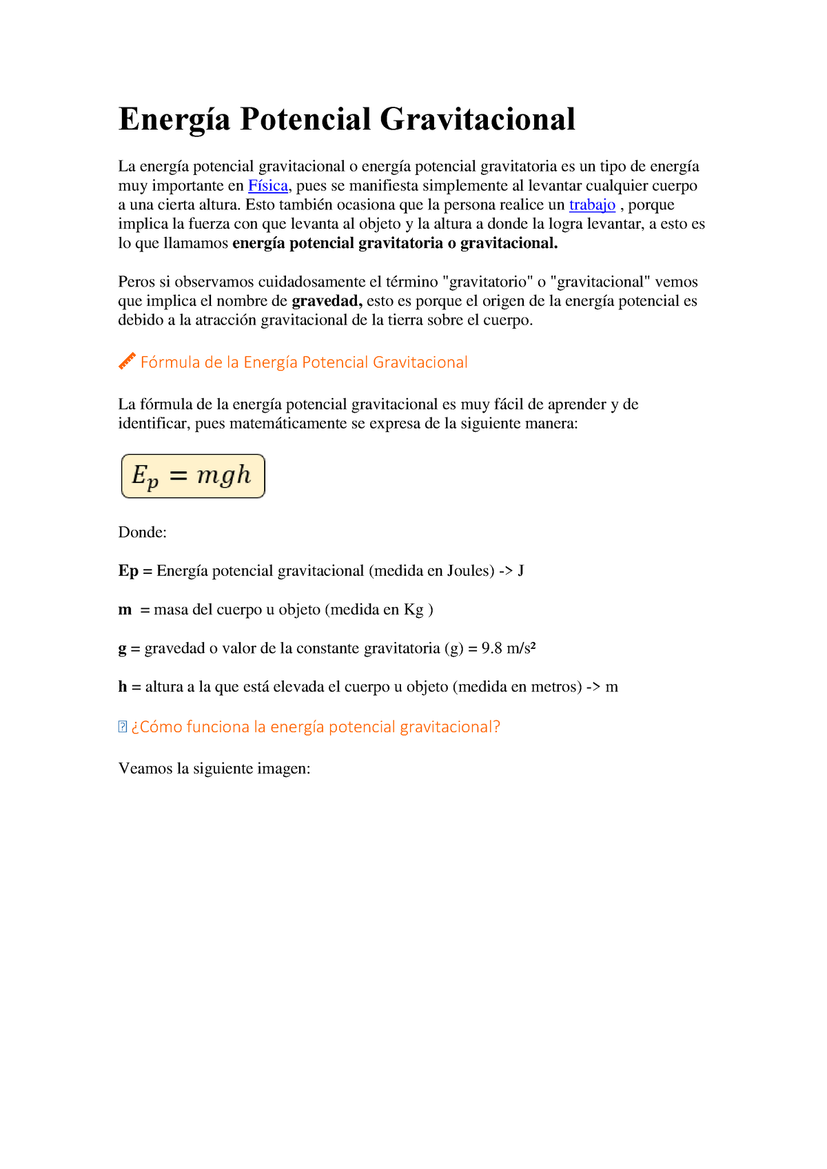 Energía Potencial Gravitacional Energía Potencial Gravitacional La Energía Potencial 9076