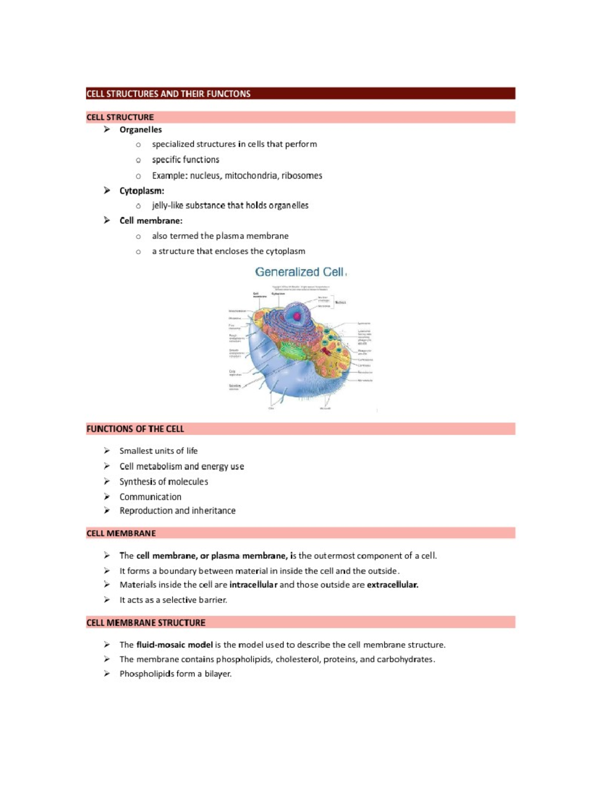 Anaphy-Cell-Structure - Anatomy And Physiology - Studocu