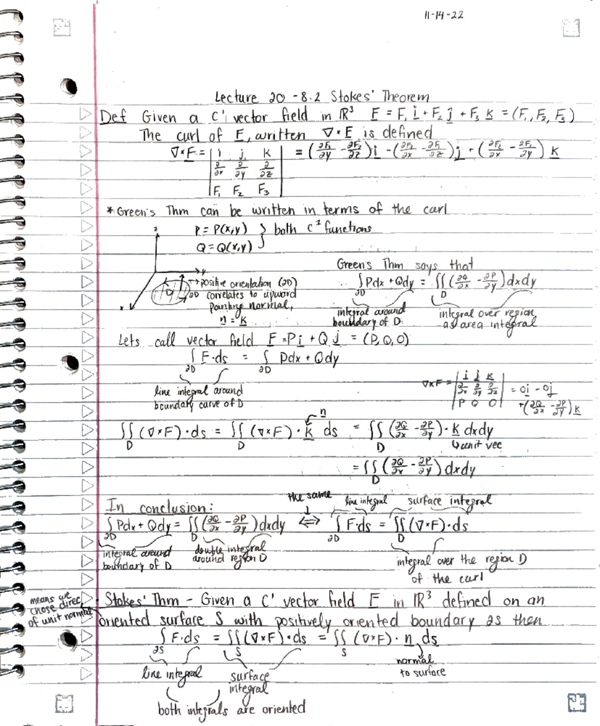 Lecture 20 - stokes theorem - MATH20E - Studocu