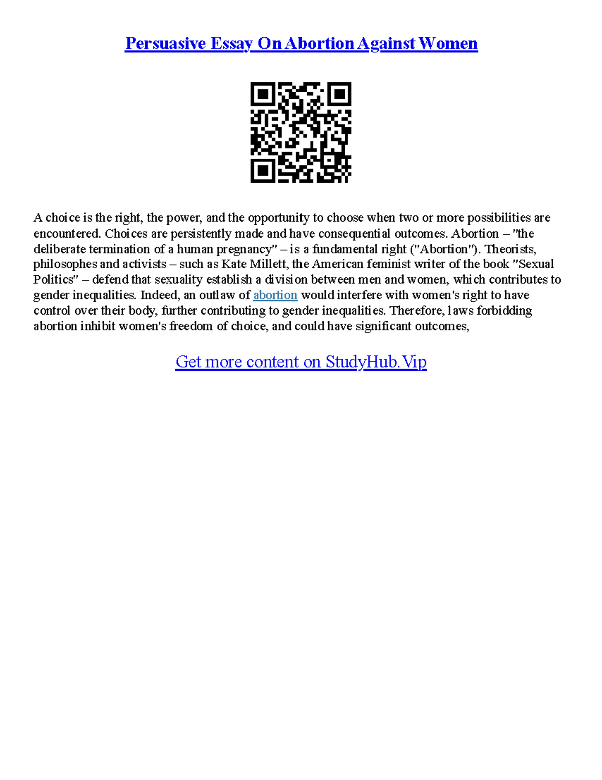 Persuasive Essay Against Abortion - Persuasive Essay On Abortion ...