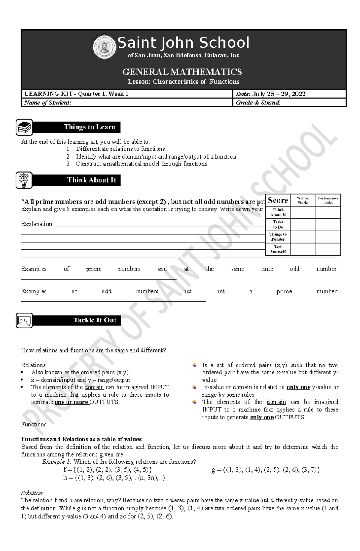 2022 23 August LKGeneral Mathematics - Saint John School of San Juan ...