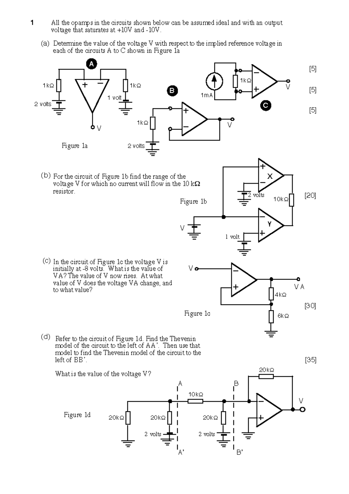 Electrical Engineering 1 201516 A C 2 volts 1kΩ V V 1kΩ 1mA B V 1kΩ