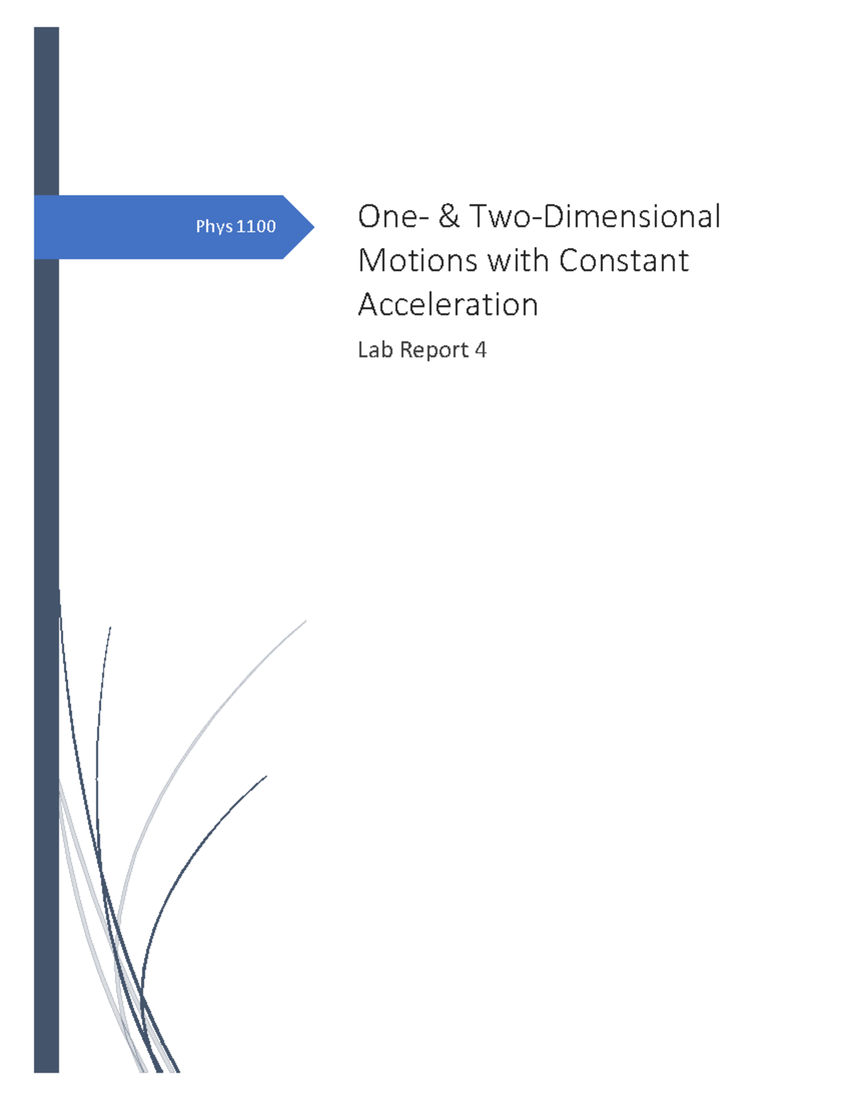 Lab Report 4 Acceleration One And Two Dimensional Motions With