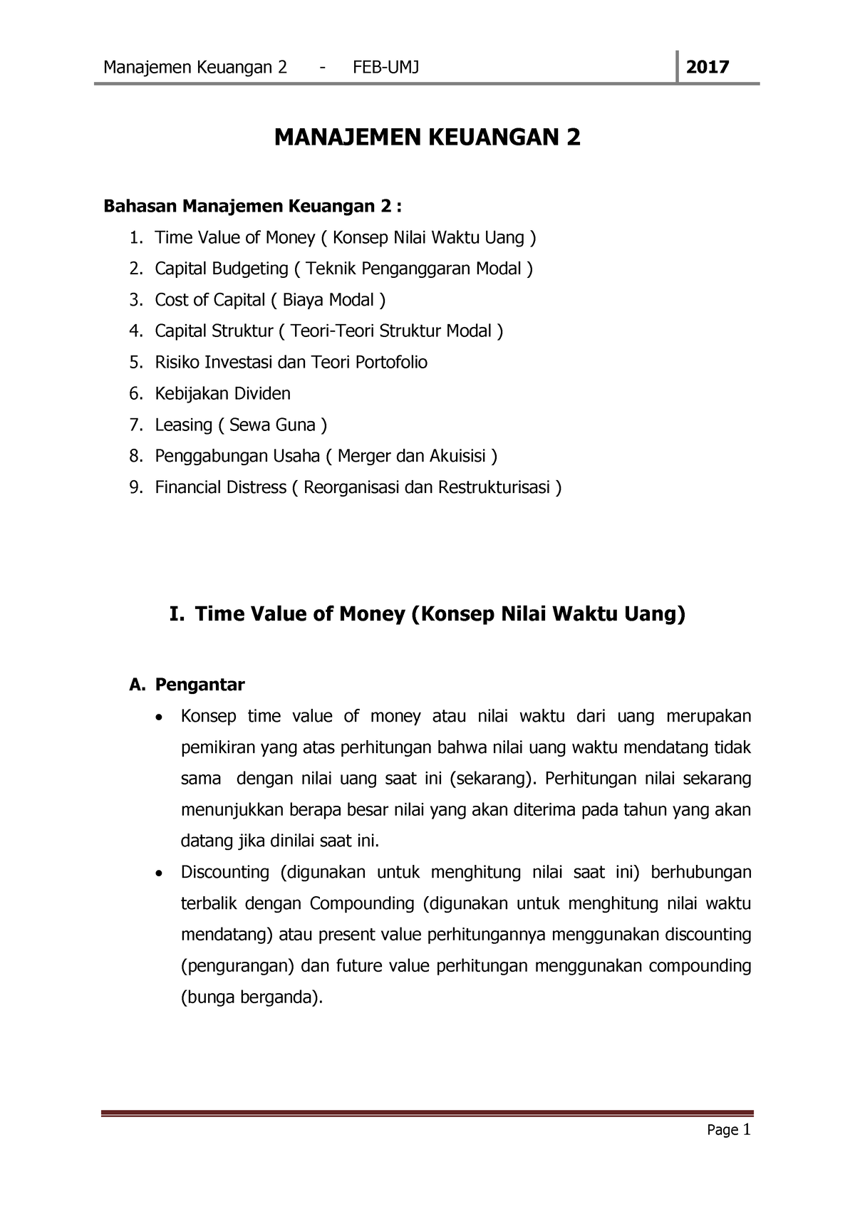 Cotoh Soal Manajemen Keuangan 2 - MANAJEMEN KEUANGAN 2 Bahasan ...