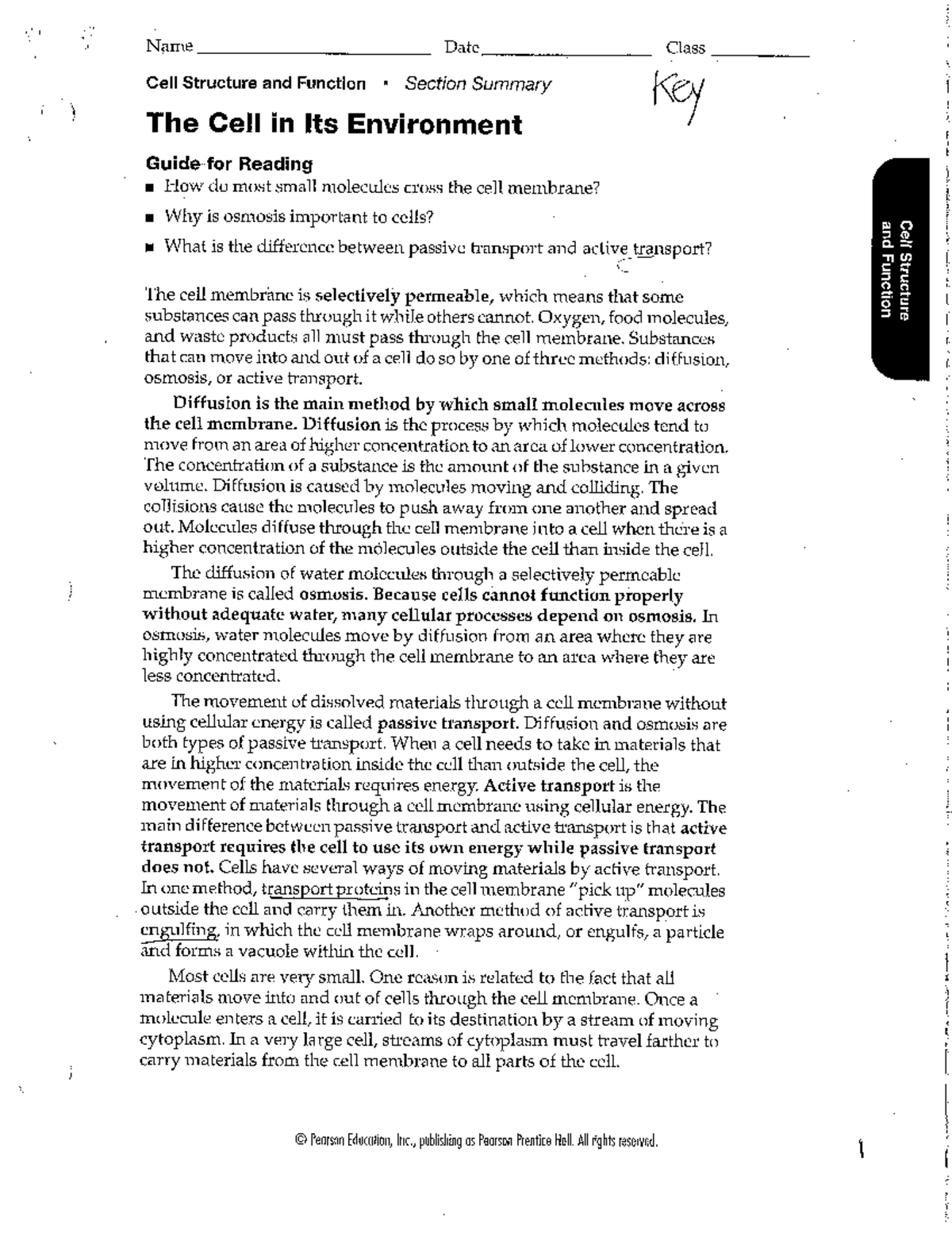 Cell in its Environment Notes - Studocu