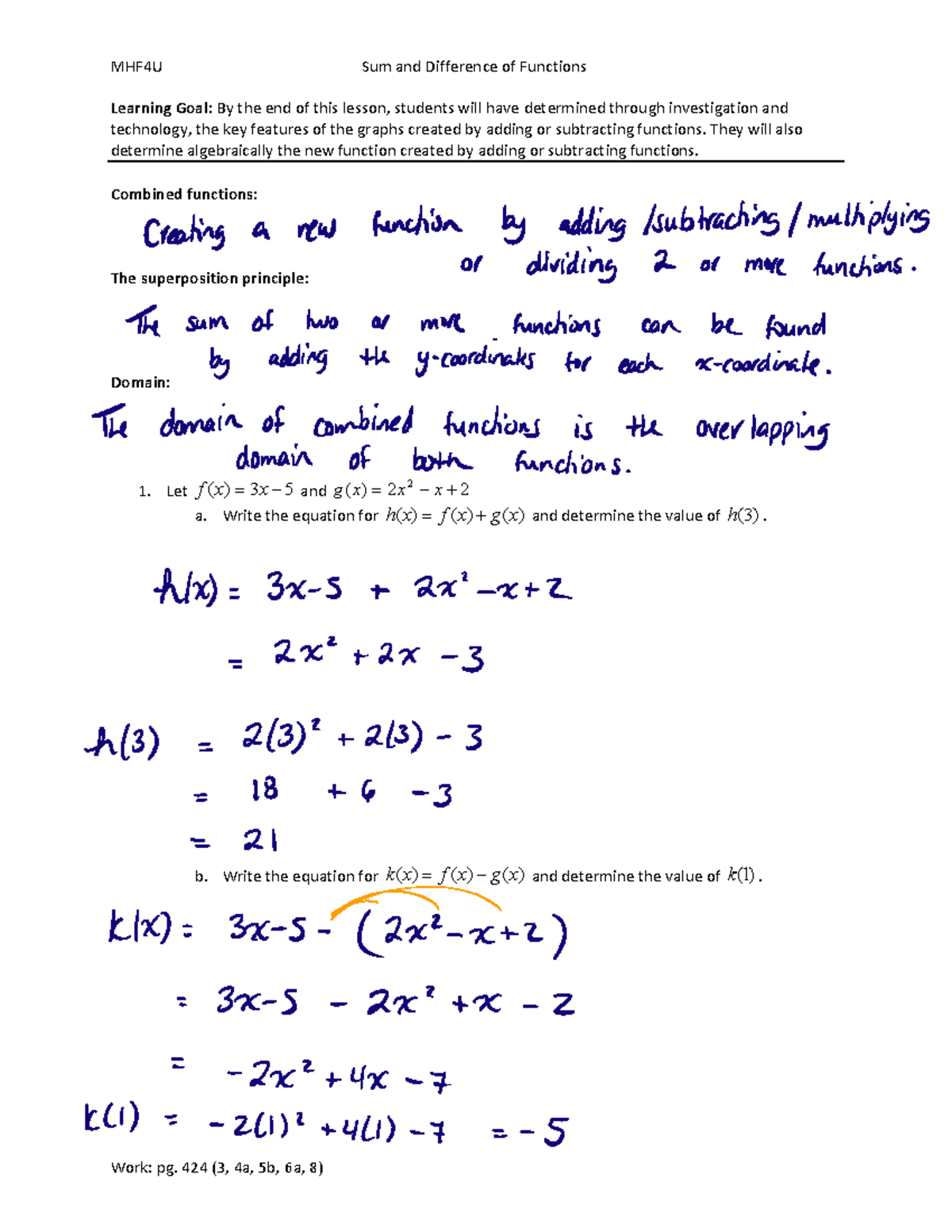 1 Sum and Difference of Functions - Warning: TT: undefined function: 32 ...