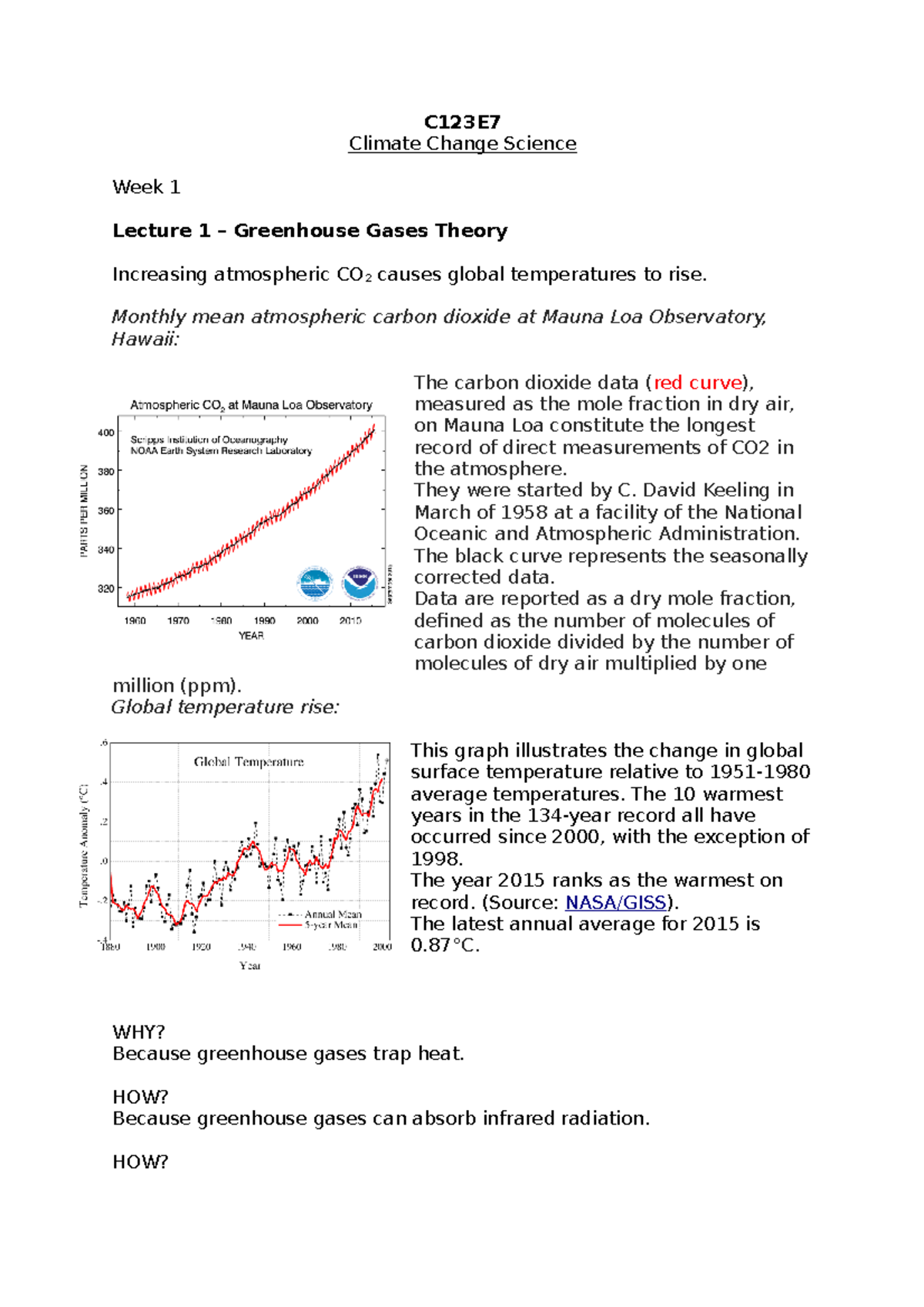 C123E7 week 1 (Climate Change Science) - C123E Climate Change Science ...