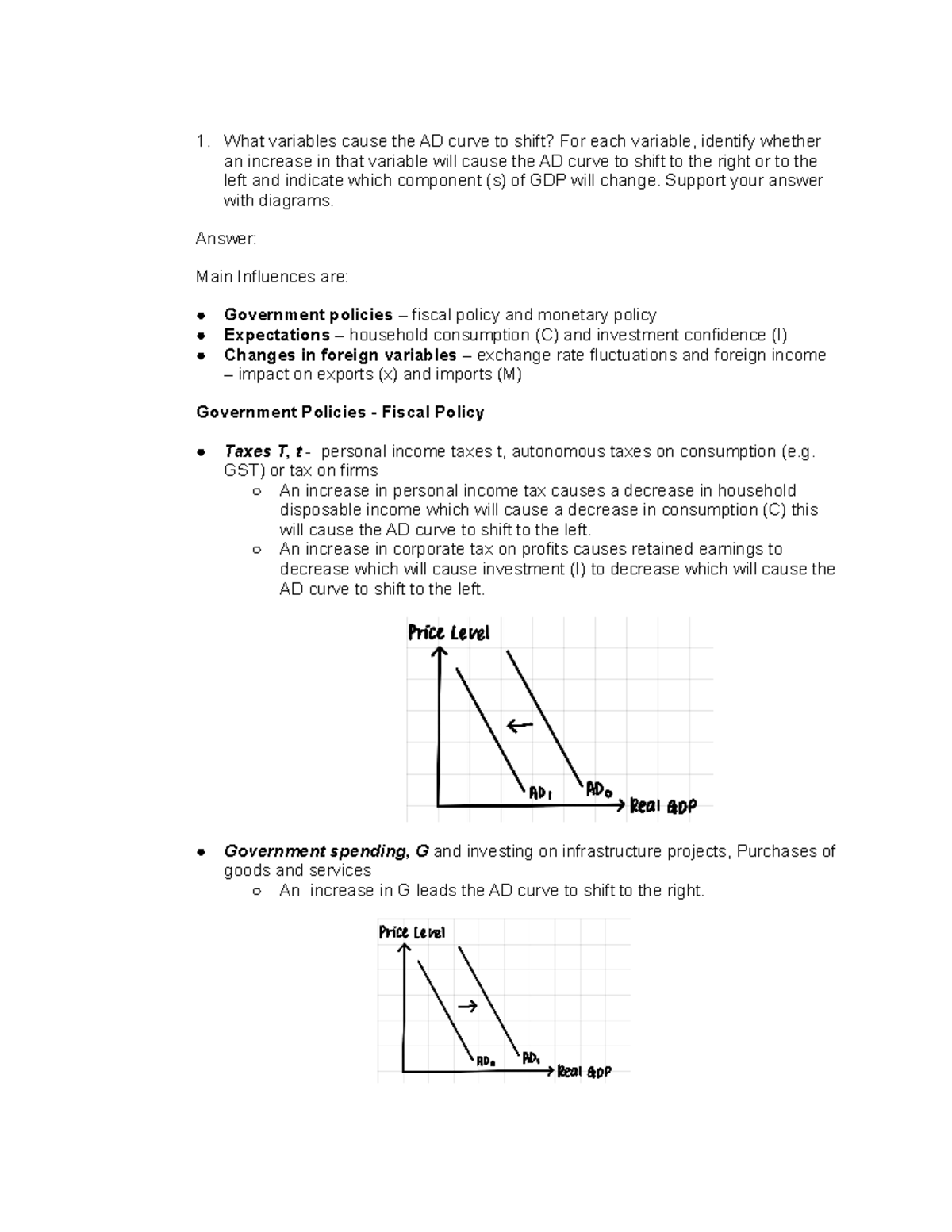i what is this What variables cause the AD curve to shift? For