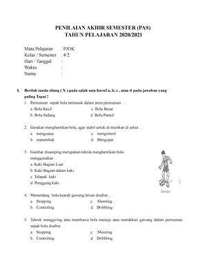 Soal PAS PJOK Kelas 2 - Soal PJOK Sekolah Dasar - PENILAIAN AKHIR ...