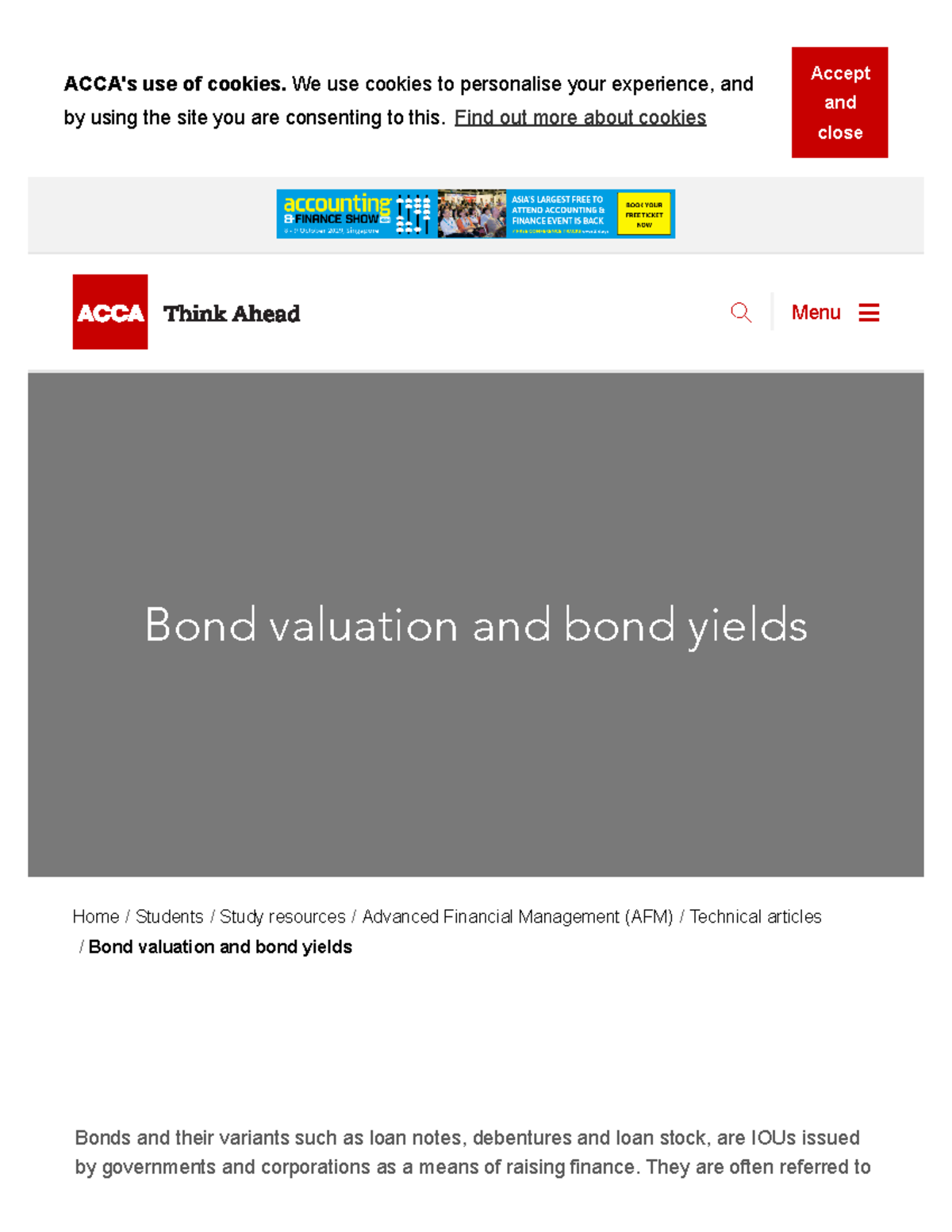 Bond valuation and bond yields P4 Advanced Financial Management ACCA