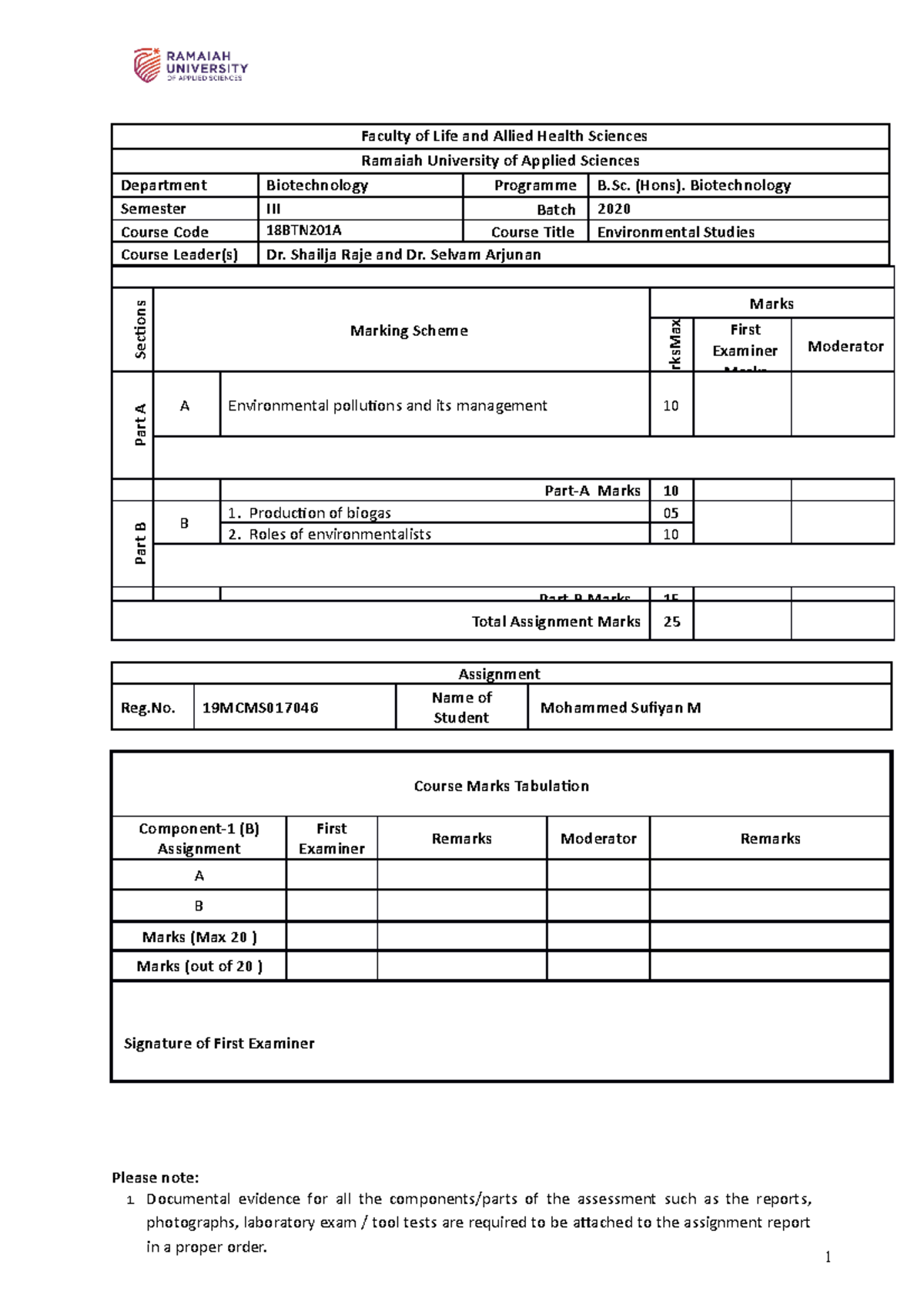 Evs Assignment from BBA - Faculty of Life and Allied Health Sciences ...