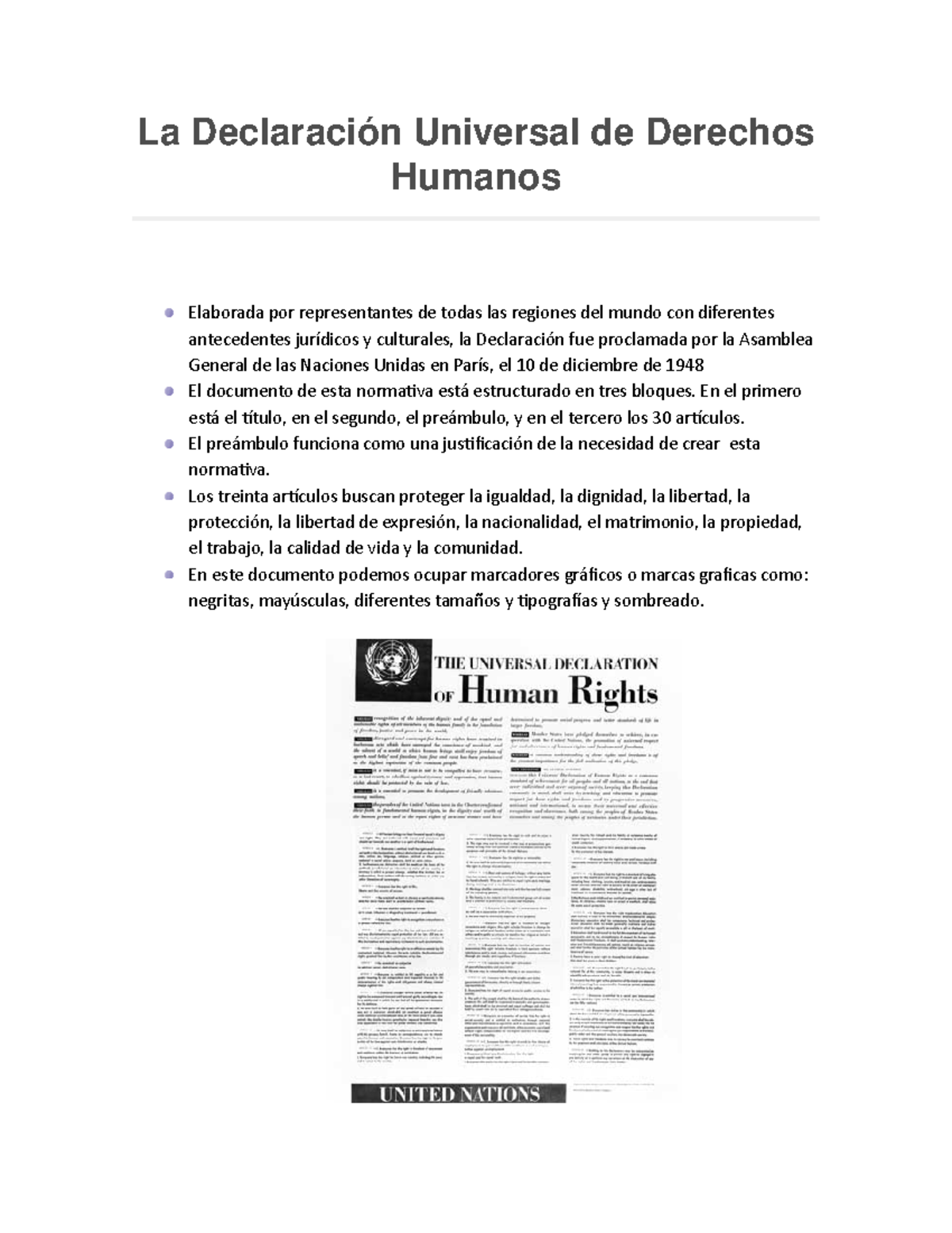 La Declaración Universal de Derechos Humanos - La Decl araci ón Uni