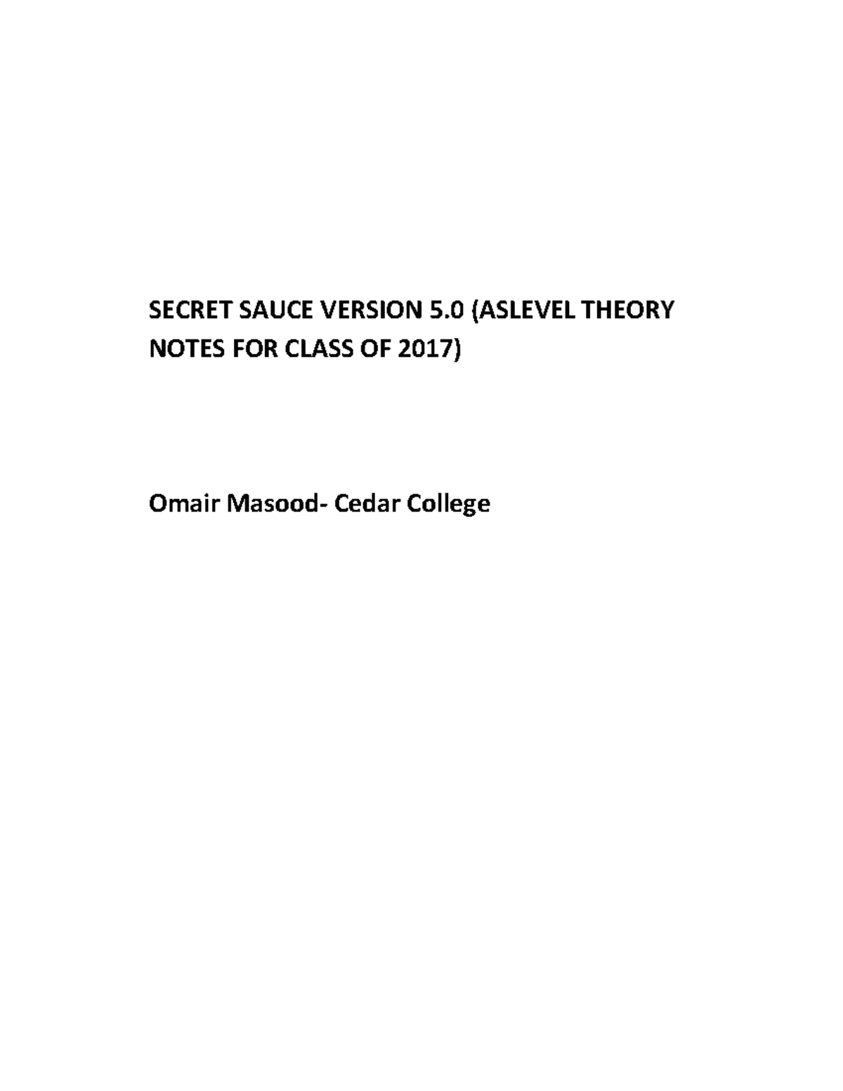 Secretsauce5 Notes from Tutor for AFM SECRET SAUCE VERSION 5