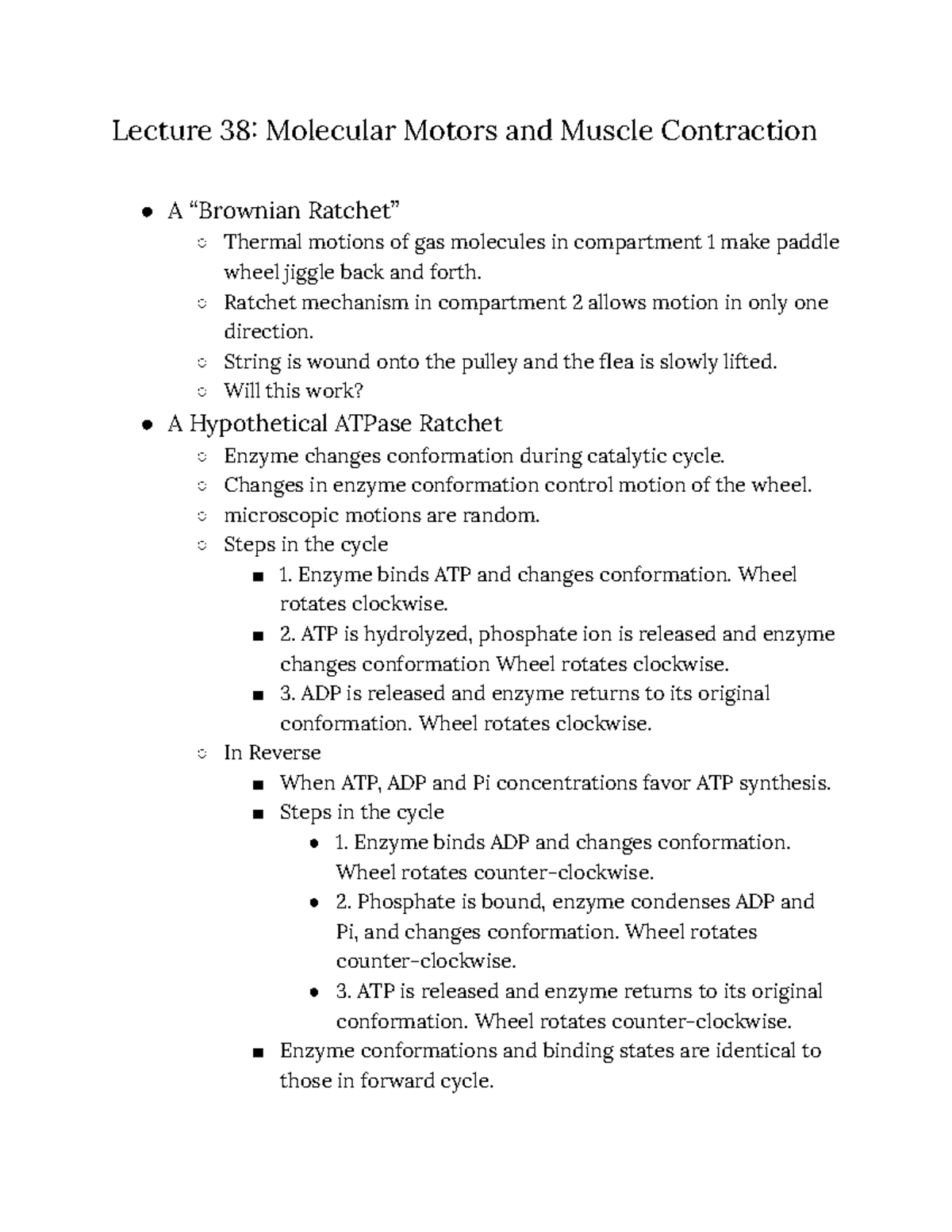 Biology 3550 Notes Lecture 38 12 5 Lecture 38 Molecular Motors and