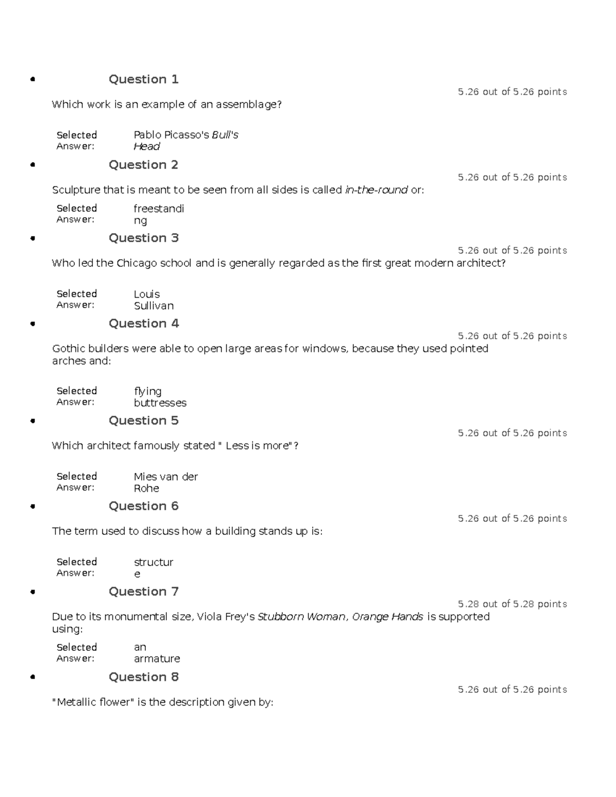 Art 101 quiz 7 - quiz 7 for art app - Question 1 5 out of 5 points ...