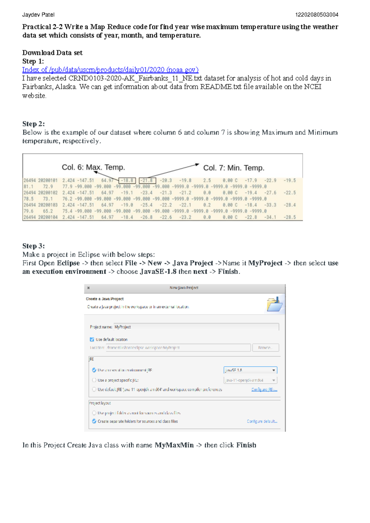 Practical 2b - Practical 2-2 Write a Map Reduce code for find year wise ...