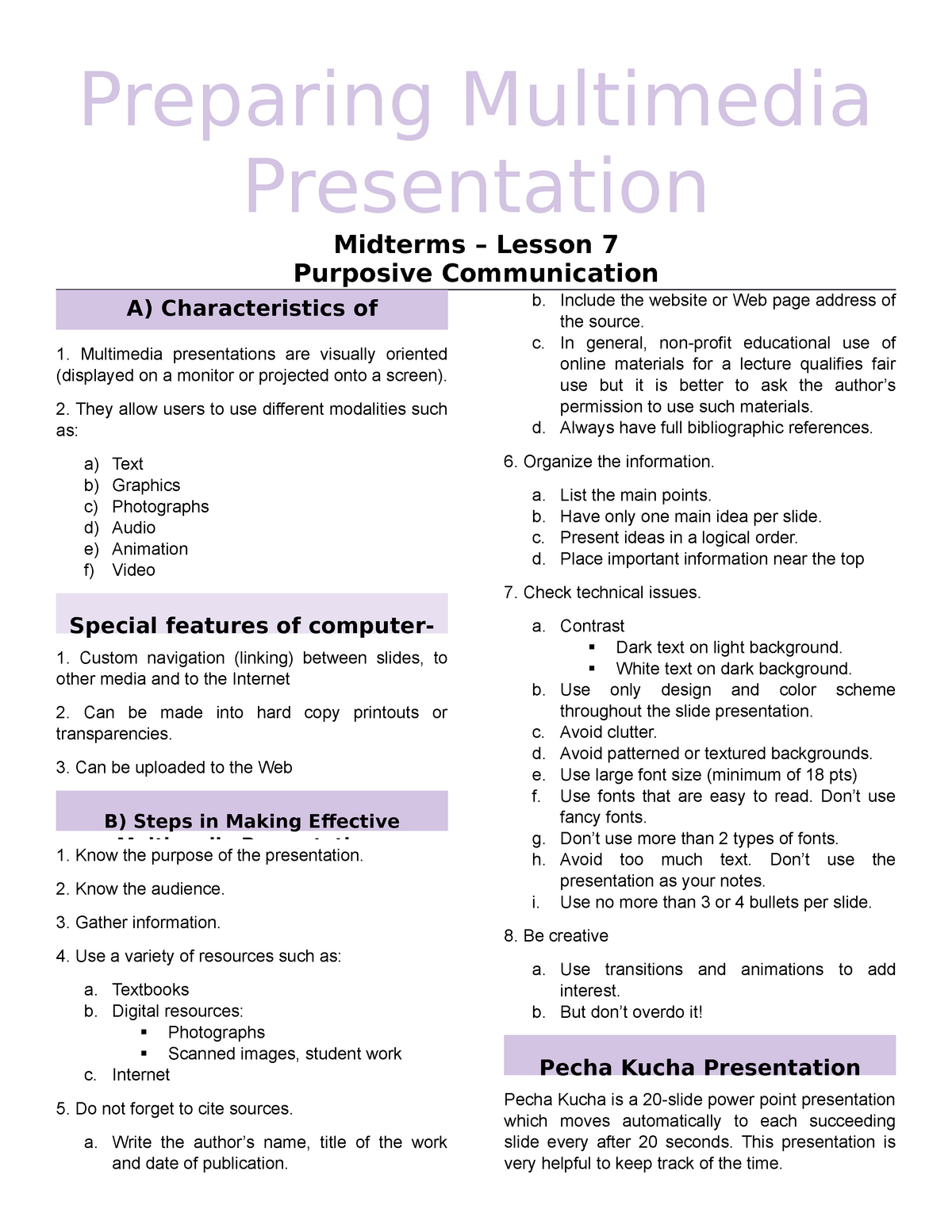 lesson 6 preparing a multimedia presentation