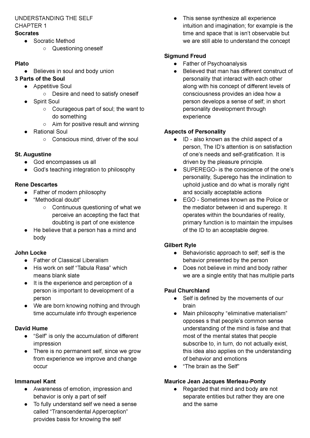 UTS - UTS - UNDERSTANDING THE SELF CHAPTER 1 Socrates Socratic Method ...