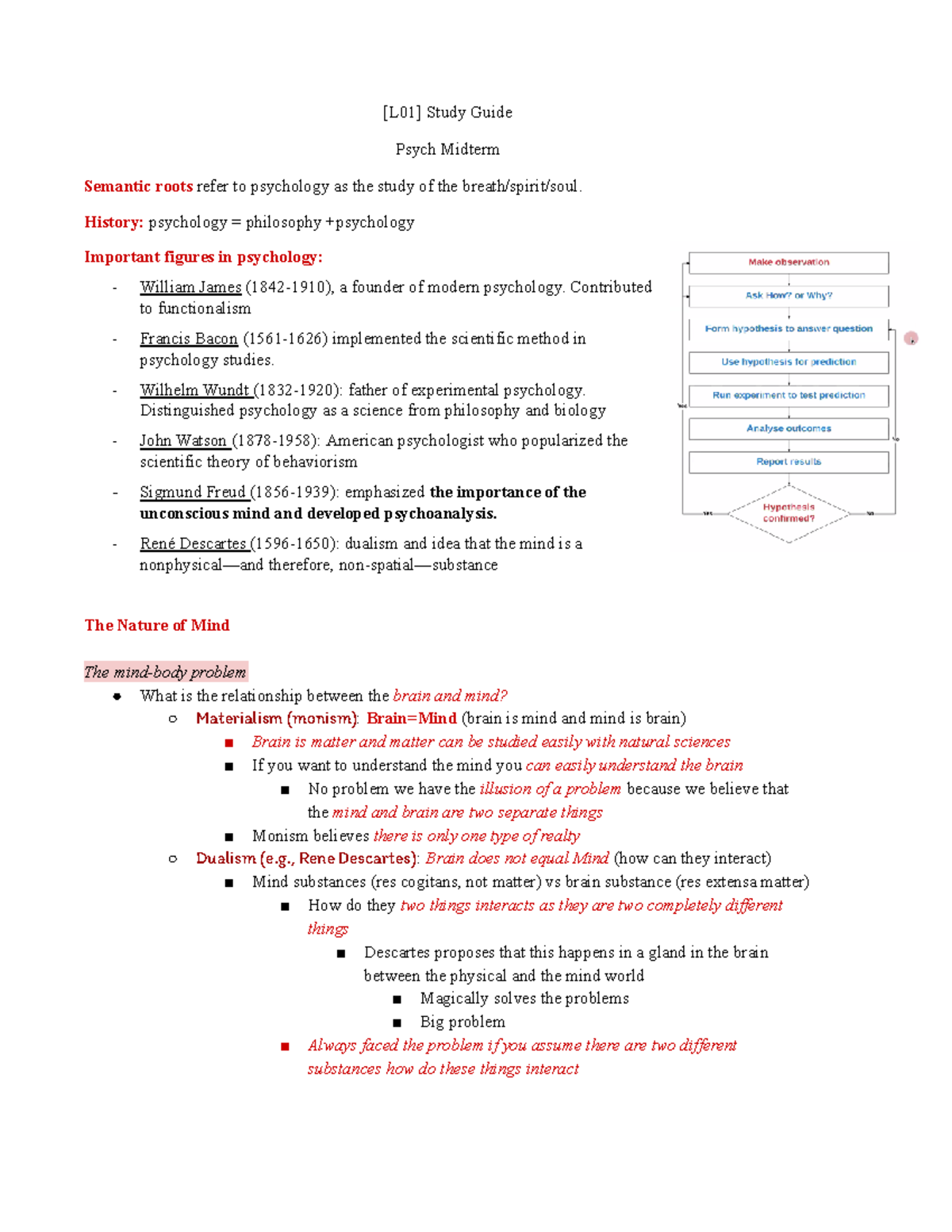 [L01]. What Is Psych - Lecture 1 Notes - [L01] Study Guide Psych ...