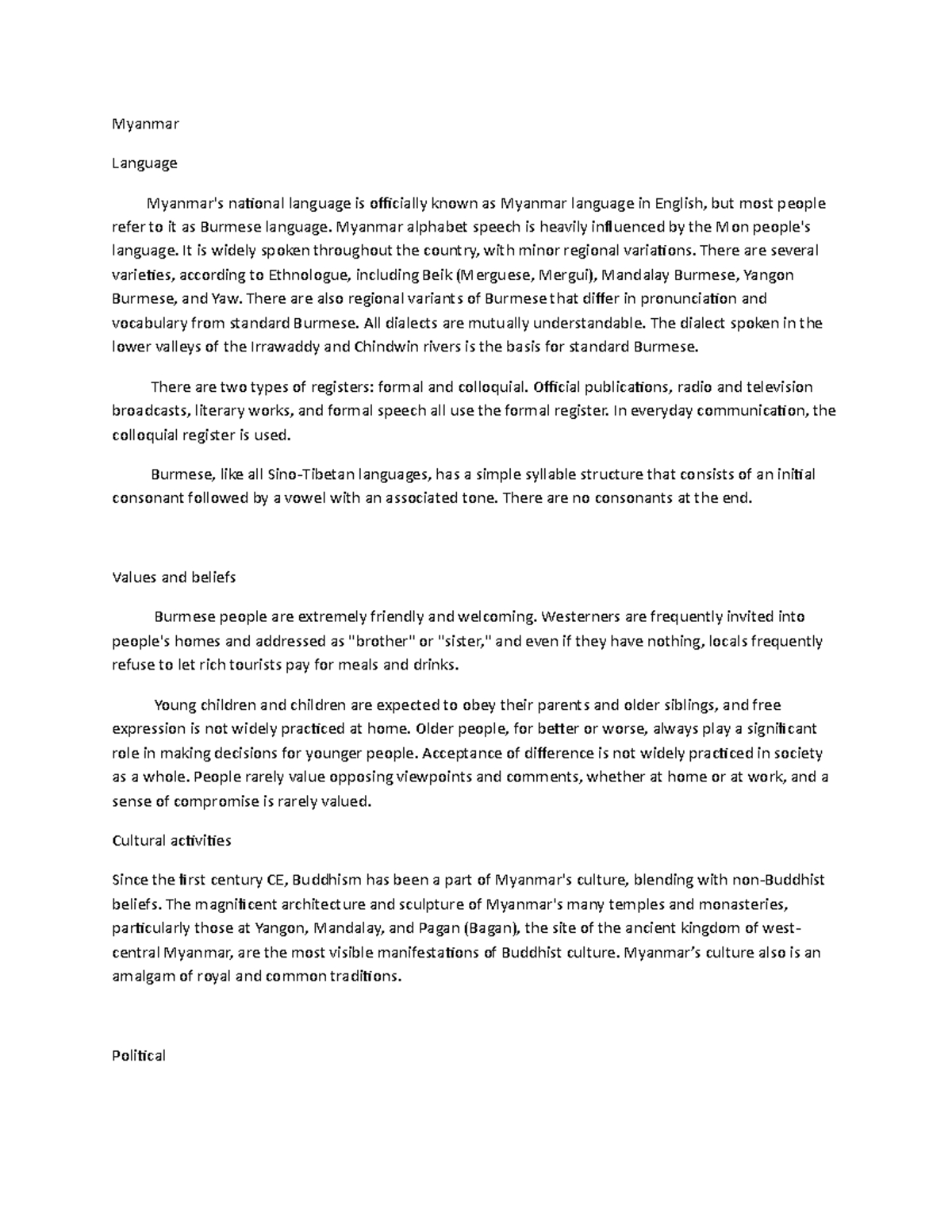 MyanmarWPS Office Summary Myanmar Language Myanmar's national