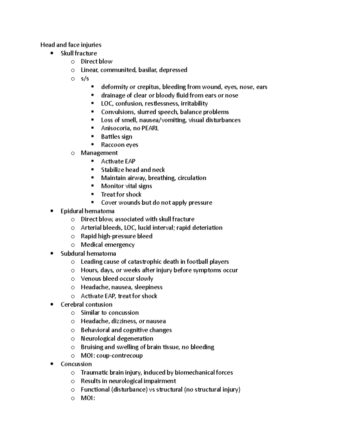 Head and face injuries - head injury lecture notes - Head and face ...
