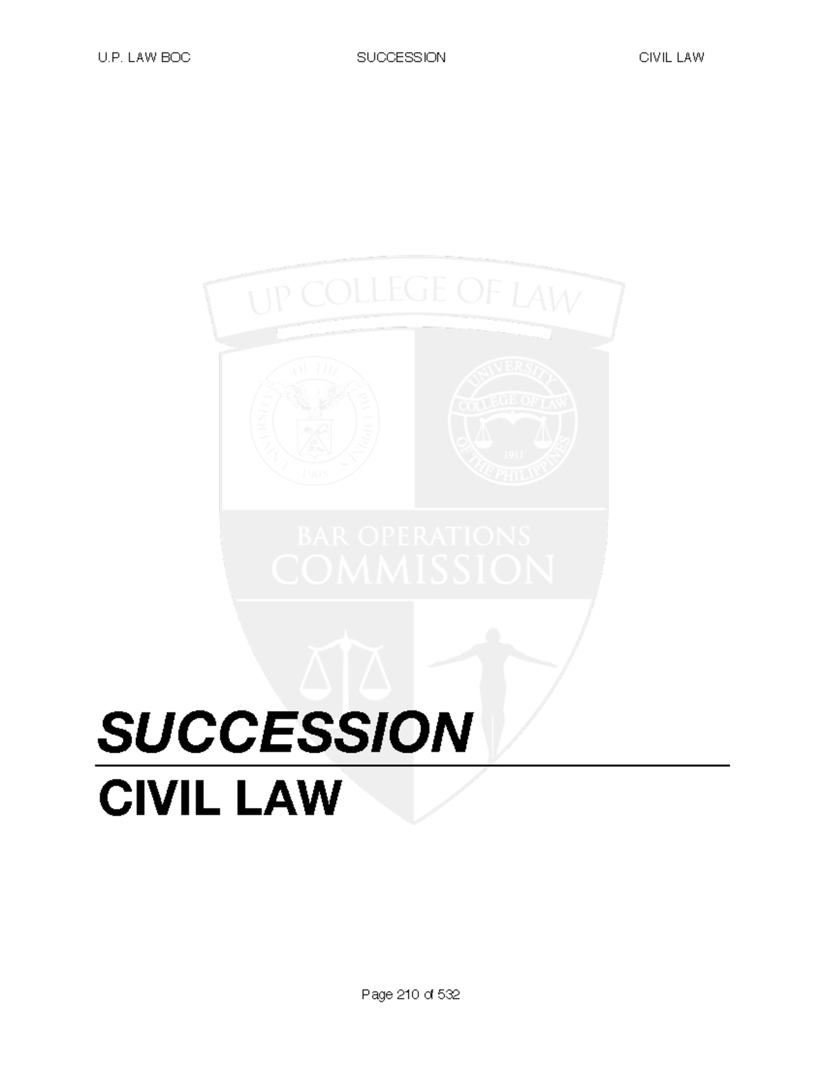 3 2020 UP BOC succession - SUCCESSION CIVIL LAW A. GENERAL PROVISIONS 1 ...